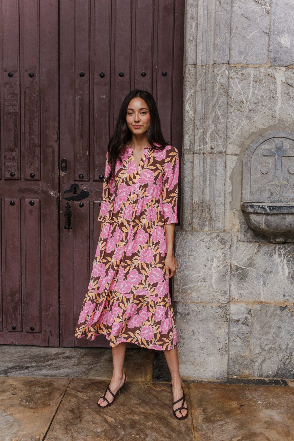 BROMELIA flower fuchsia dress