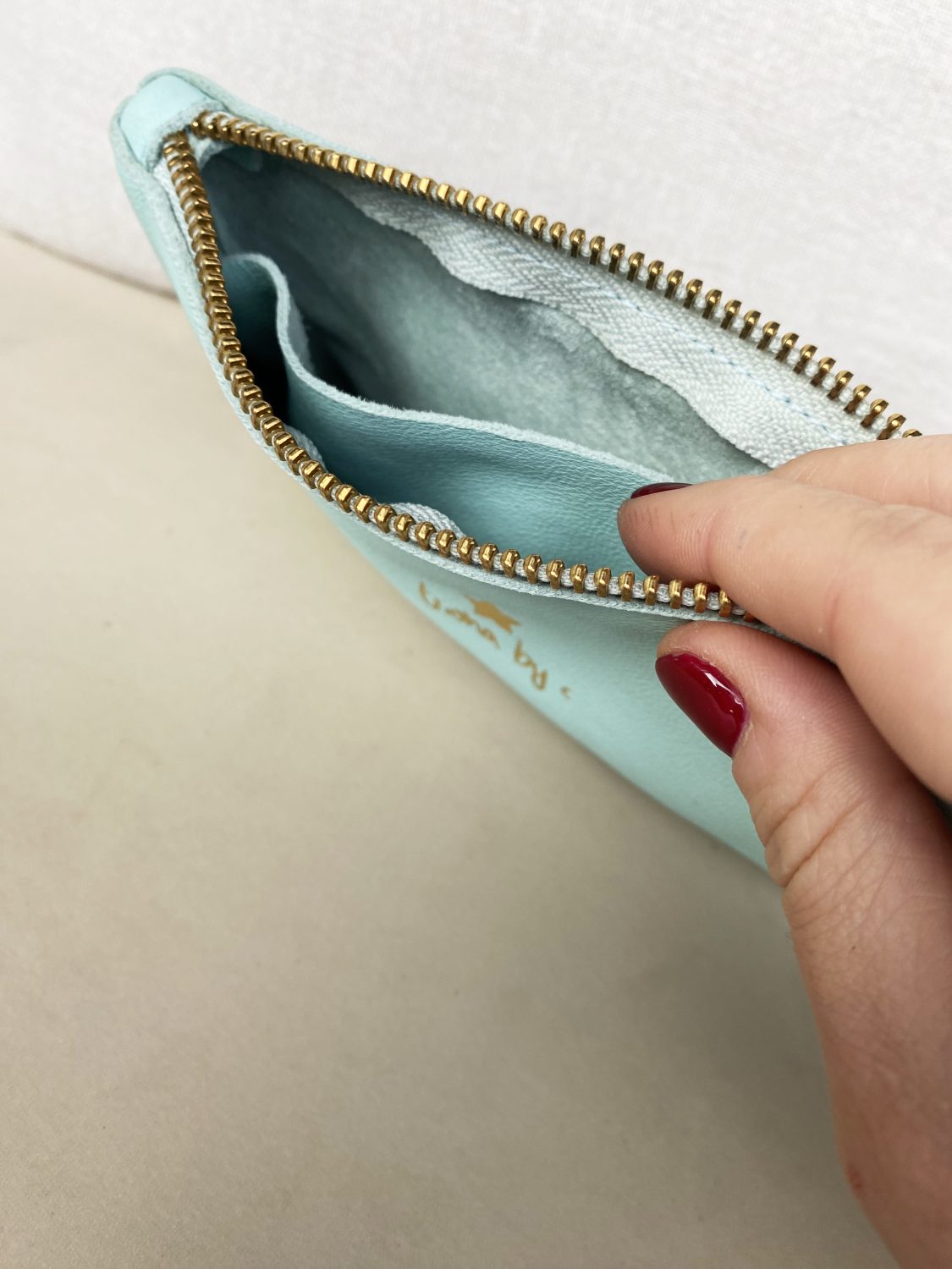 Cartera piel aqua