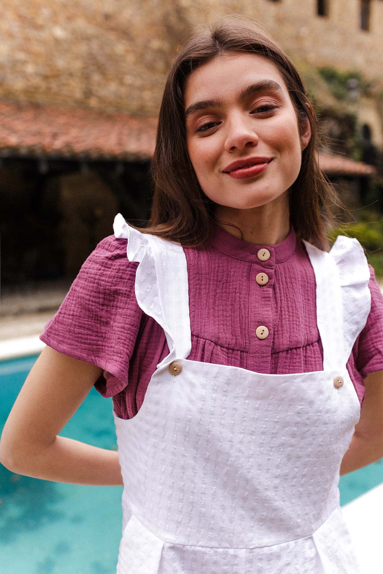 VENETO white vichy dungarees