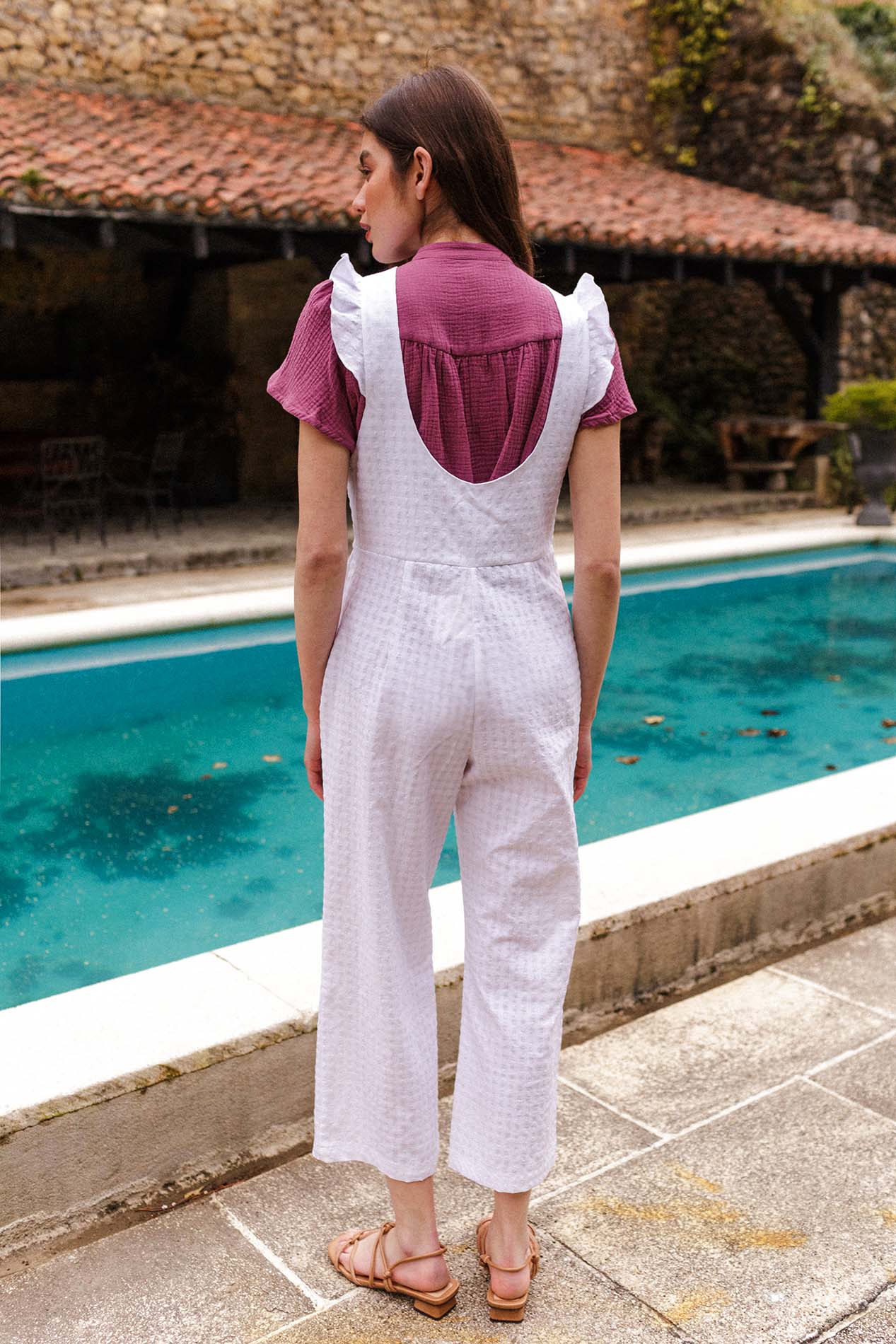 VENETO white vichy dungarees