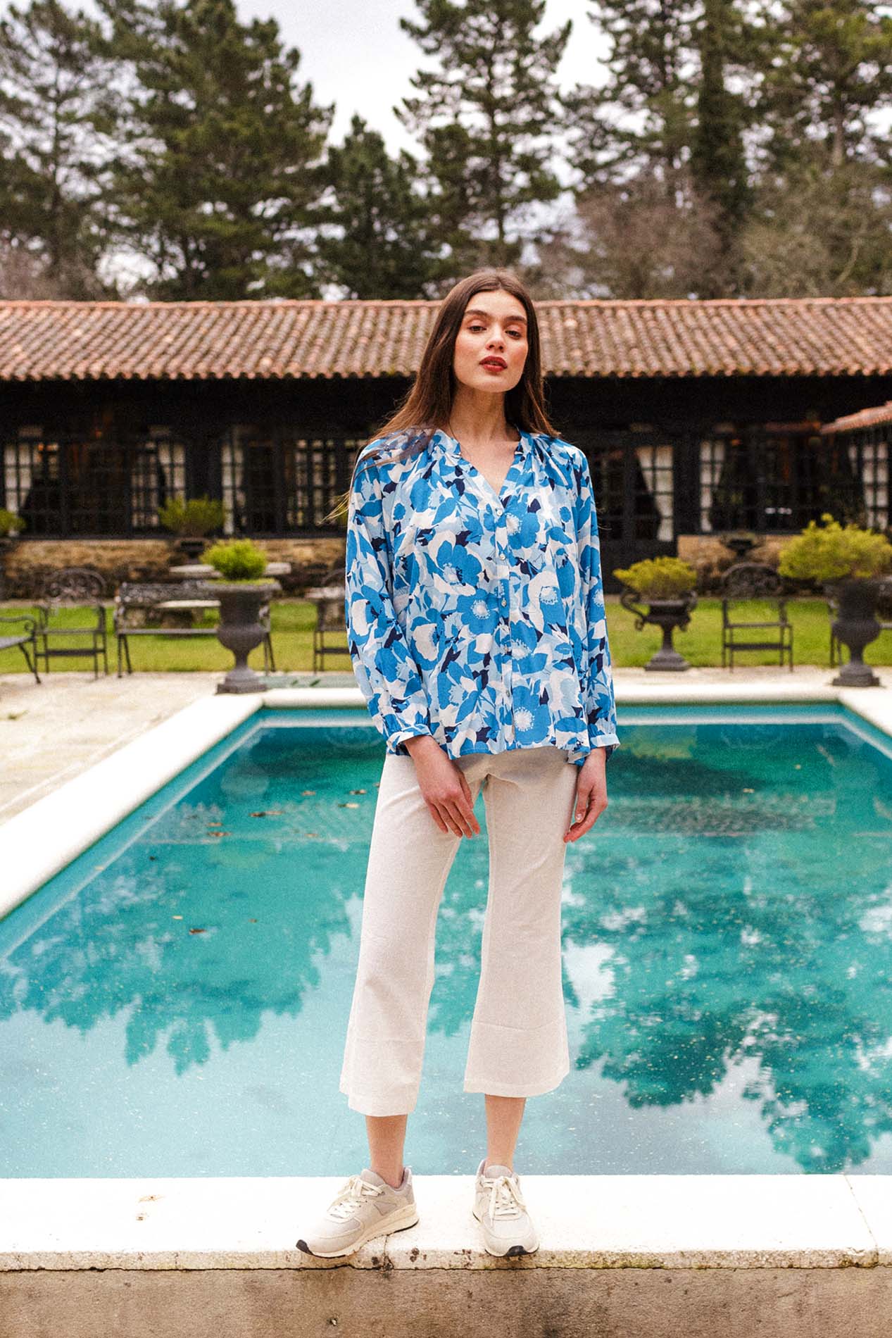 Blue OCA flower blouse