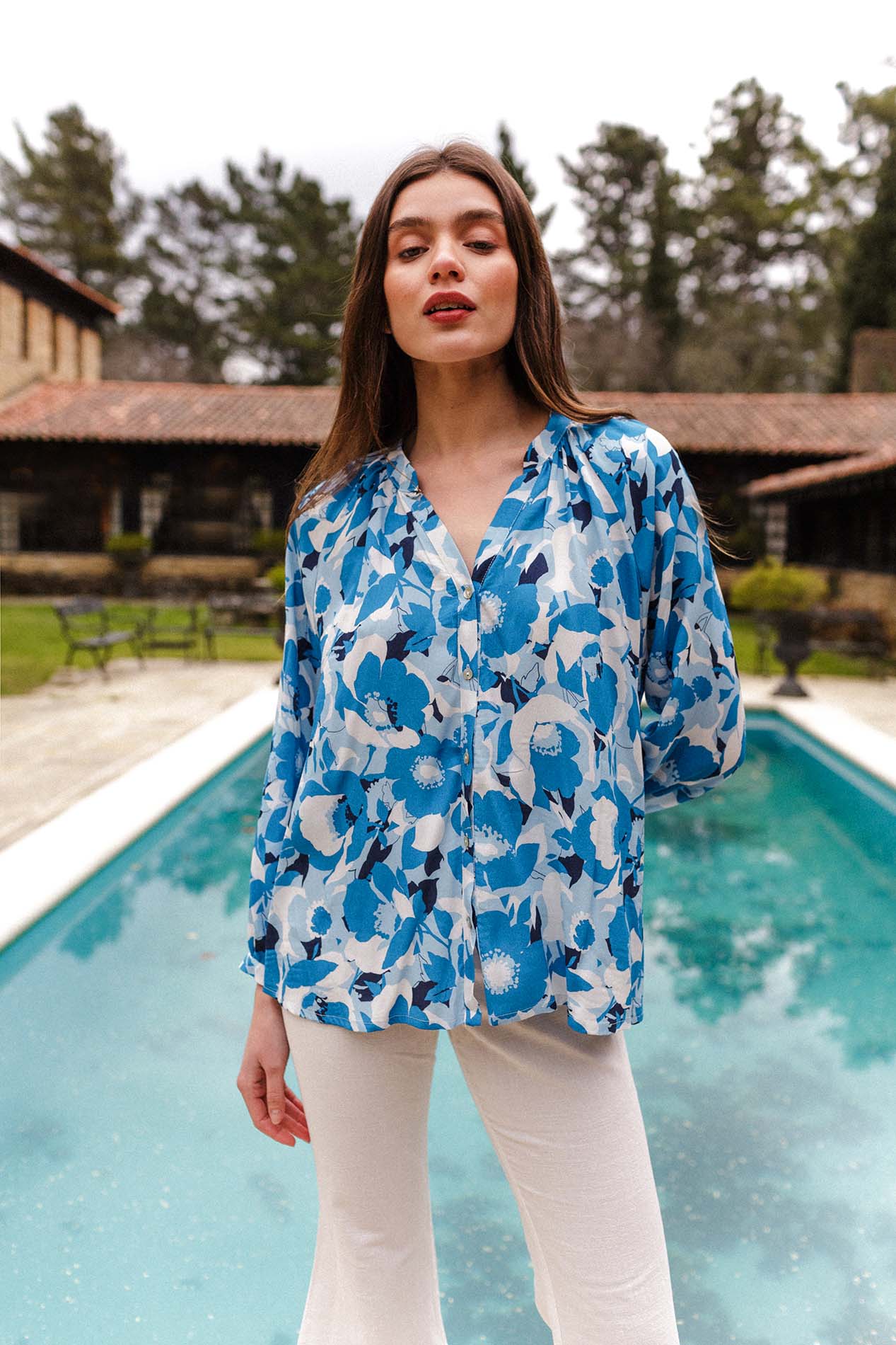 Blue OCA flower blouse