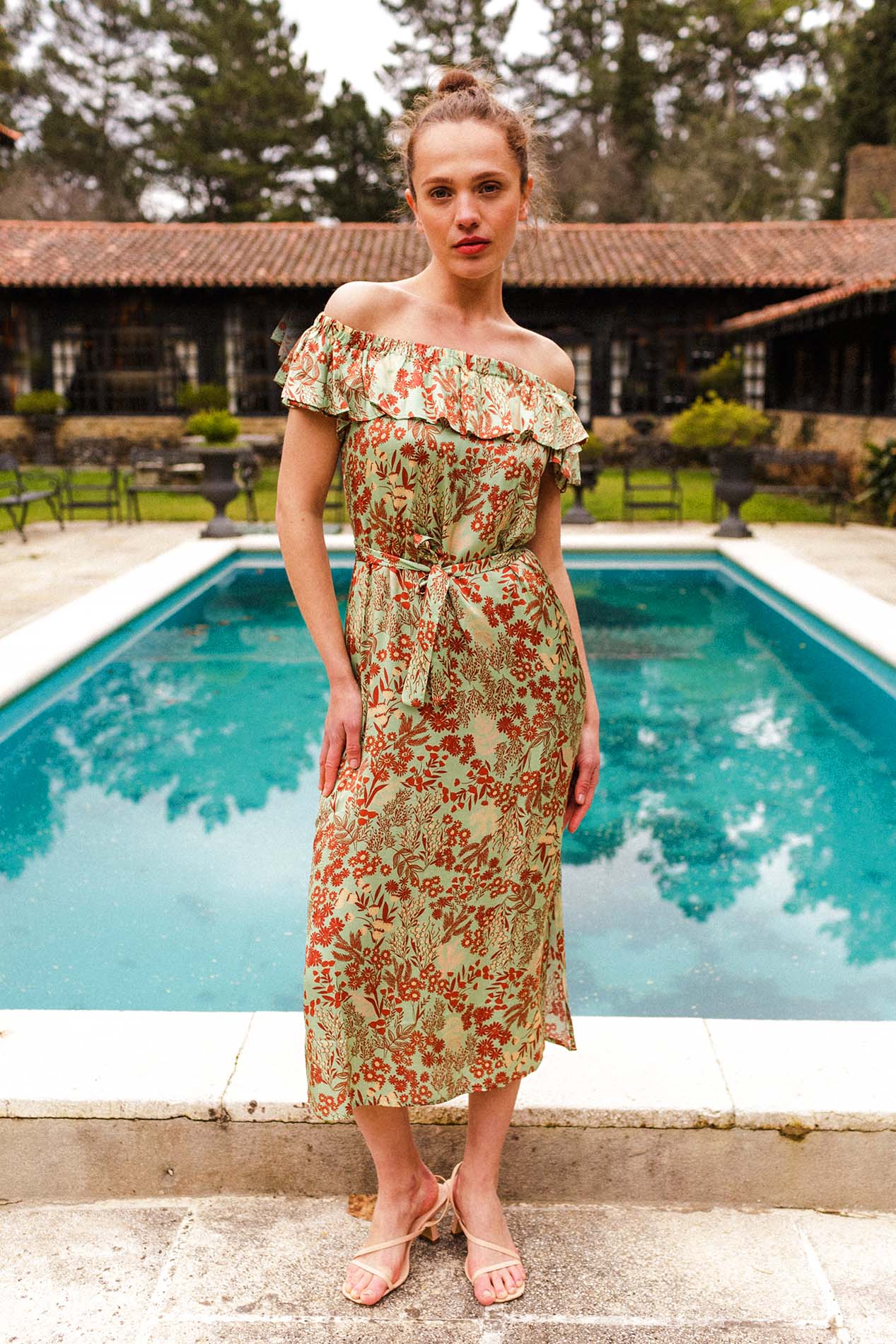ANELA forest print dress