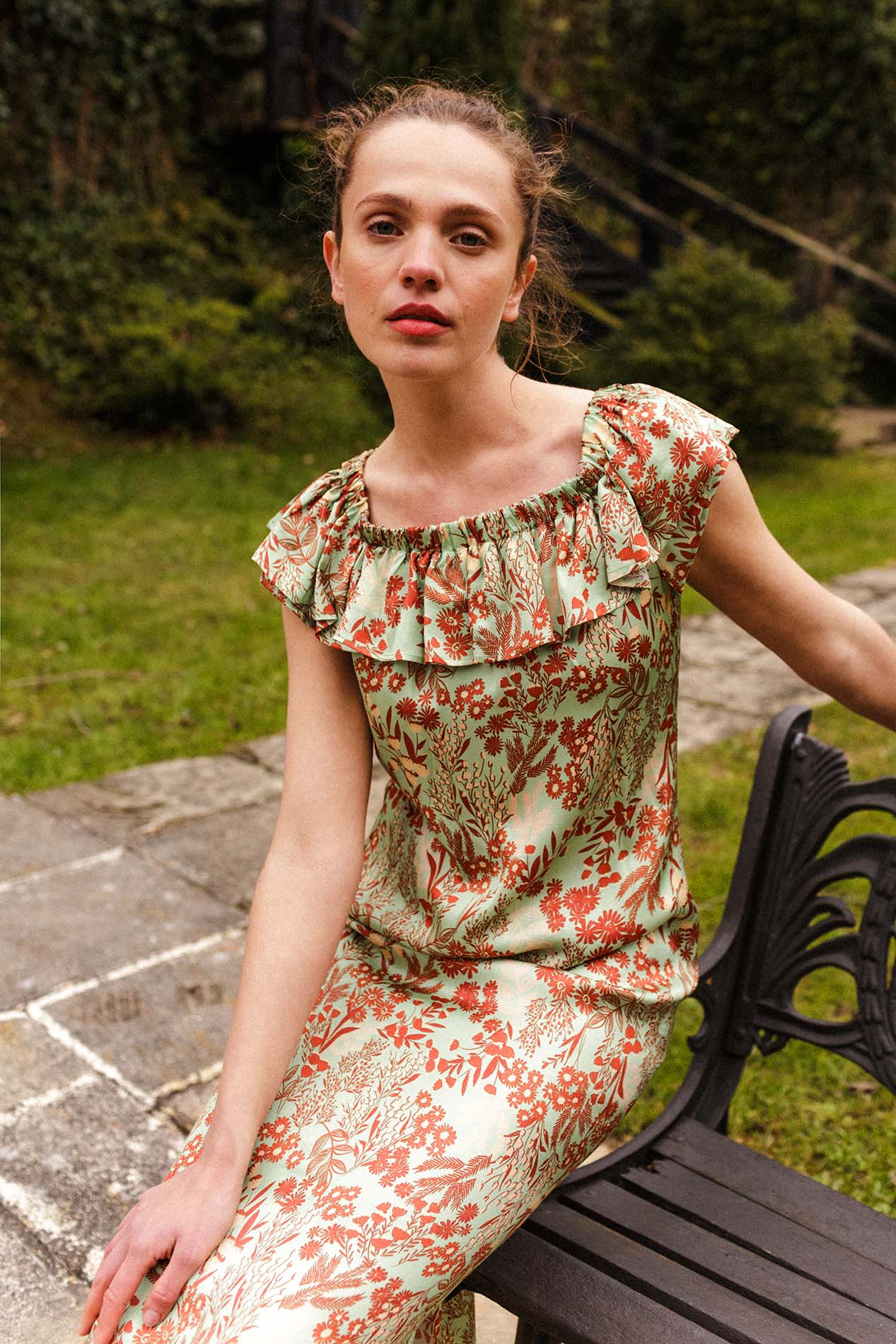 ANELA forest print dress
