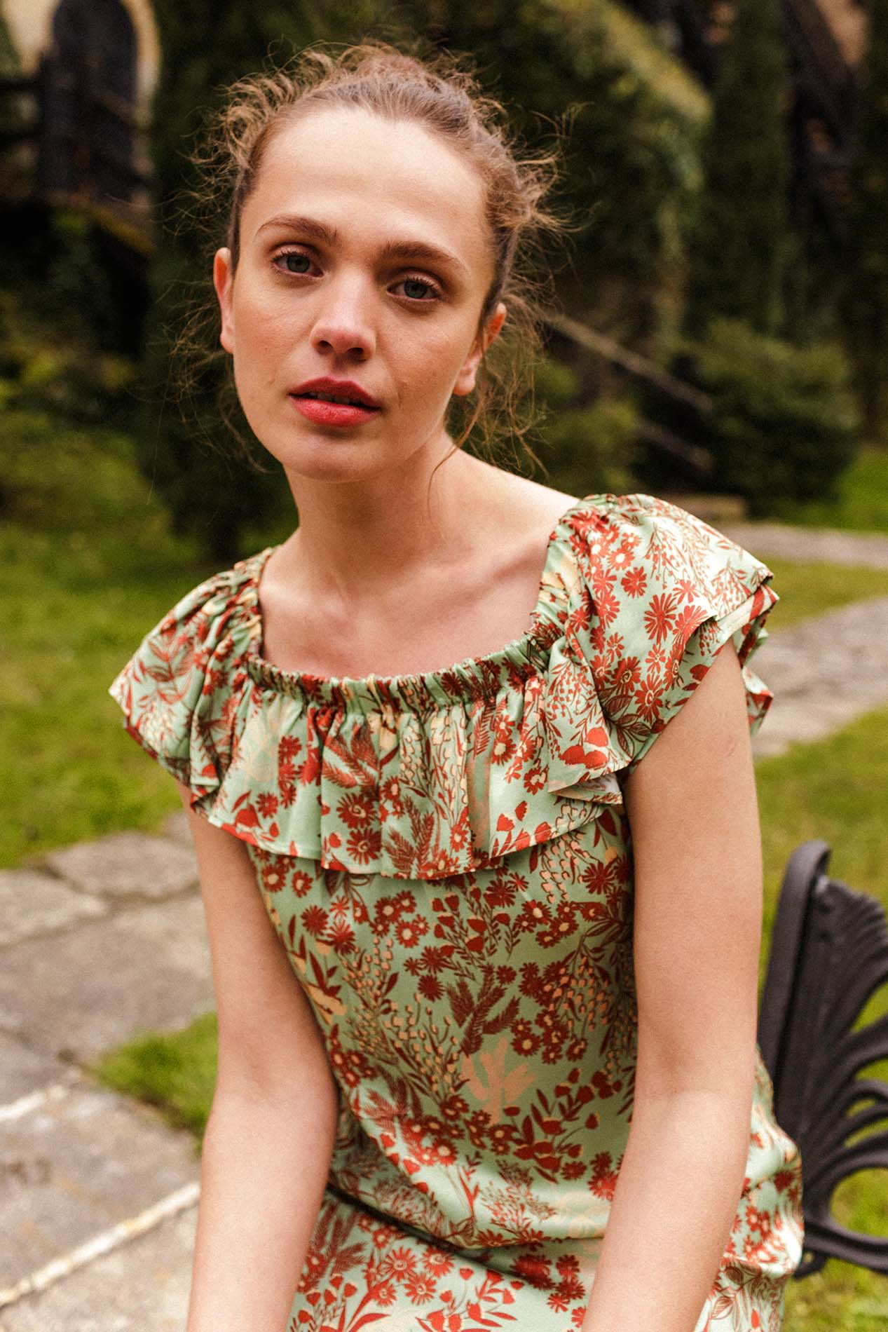 ANELA forest print dress