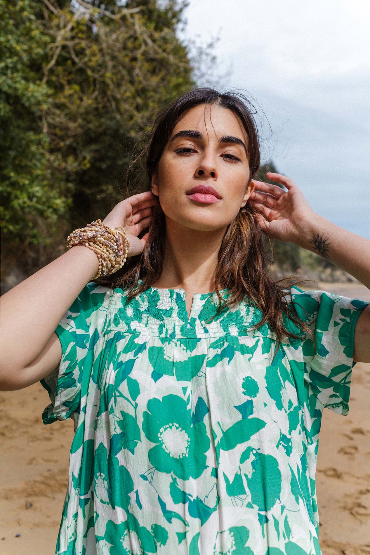 Green MEDEA flower dress