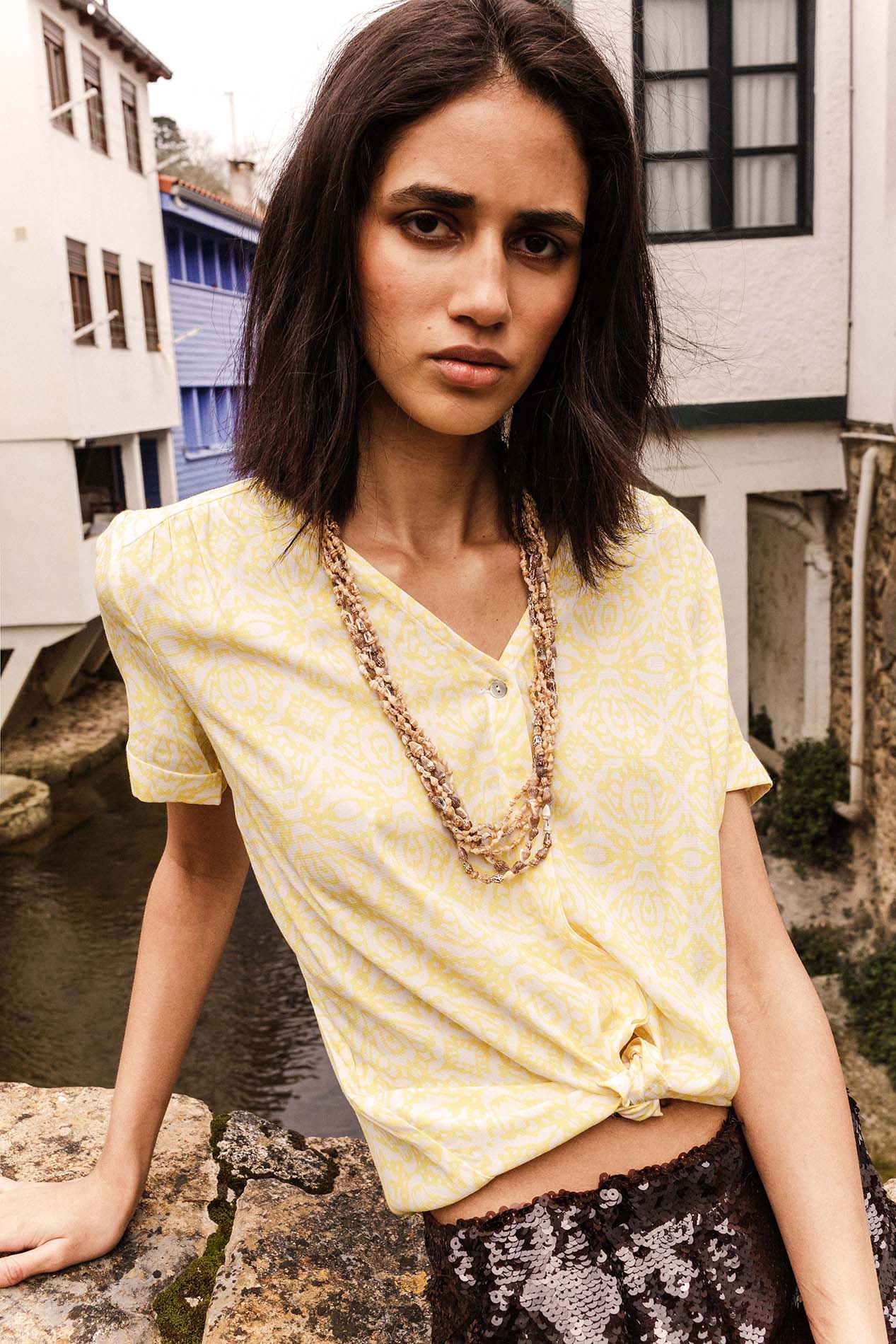 BURNI blouse etnic lemon guest