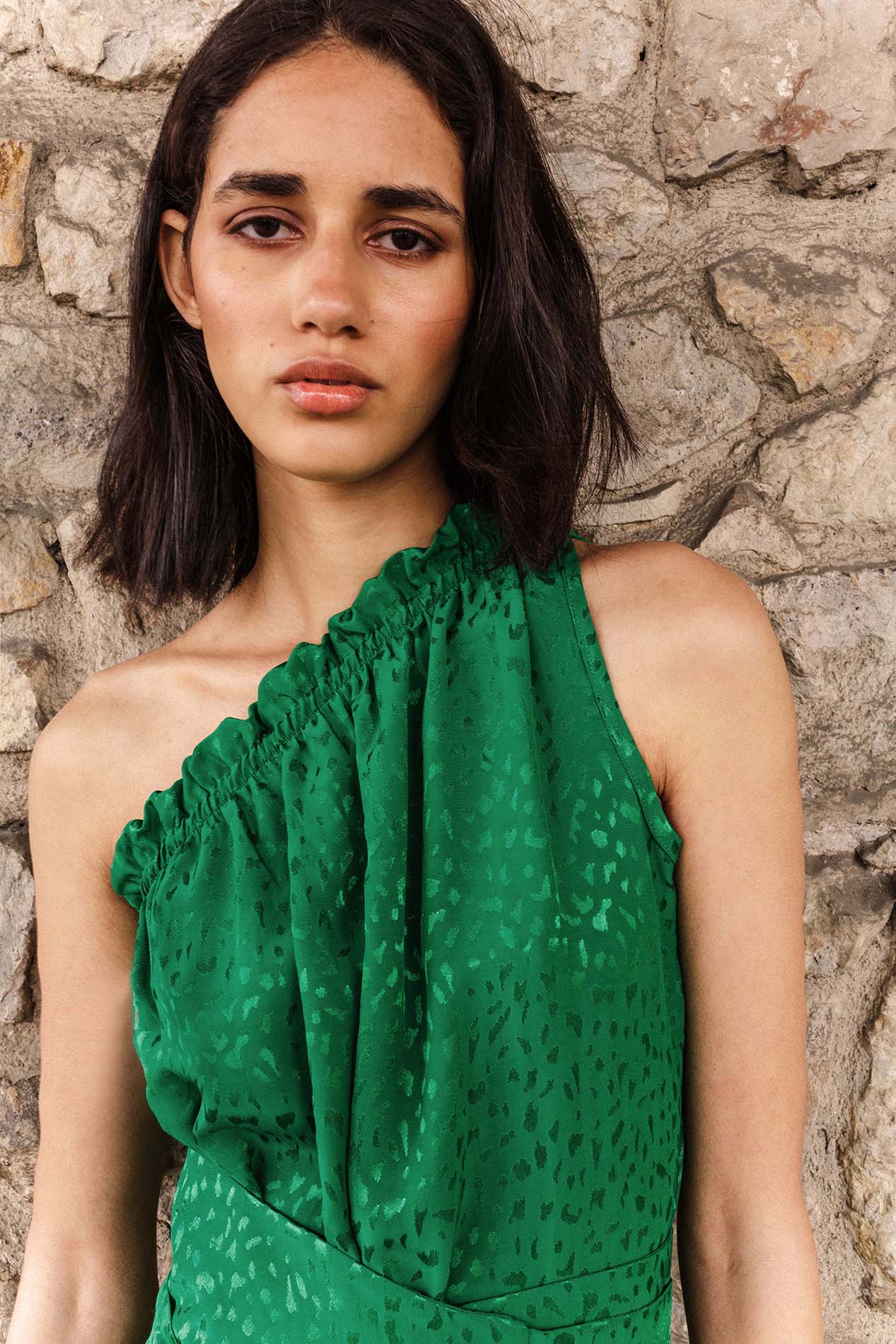 Green asymmetric LIRON dress