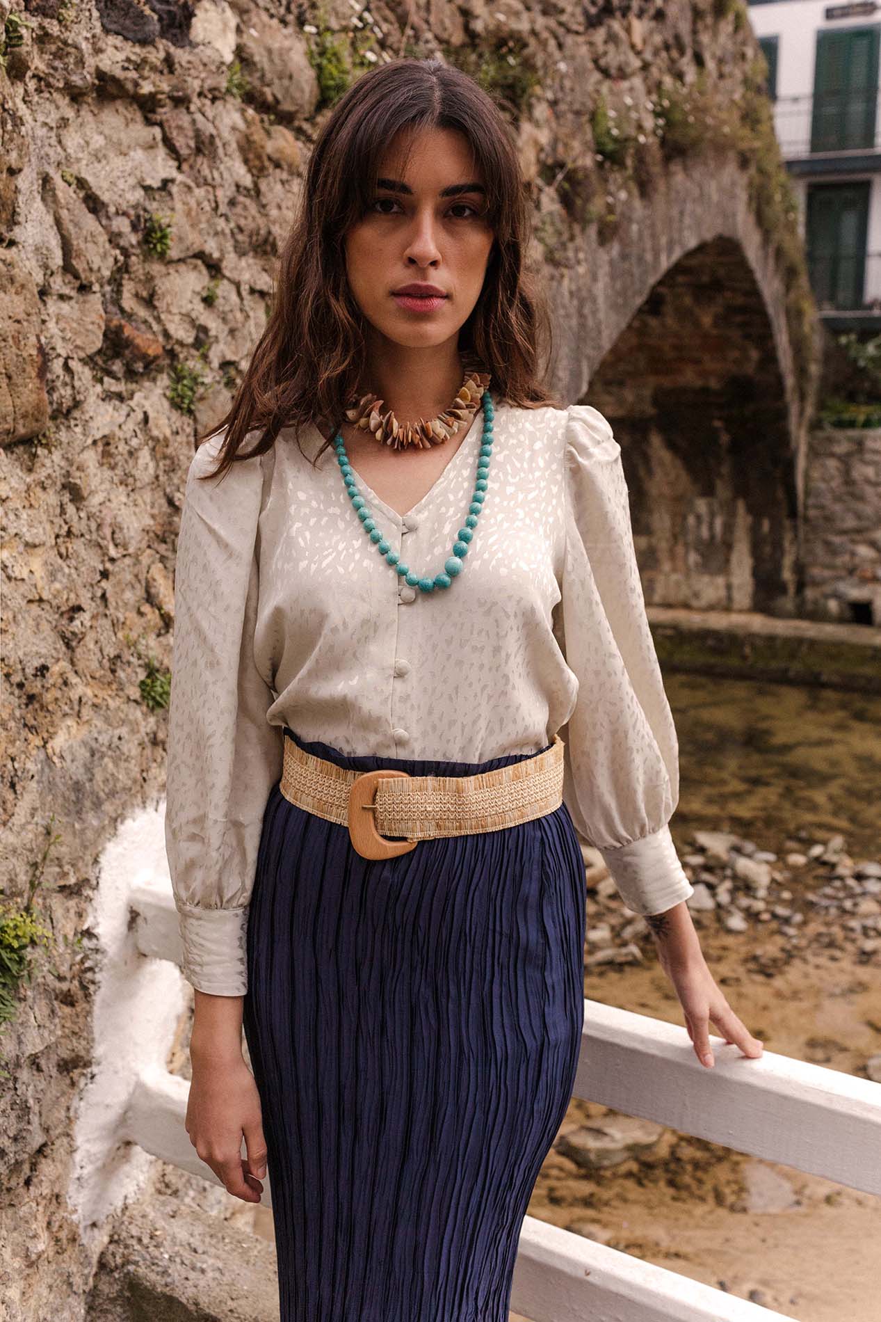 Blue pleated LOINA skirt