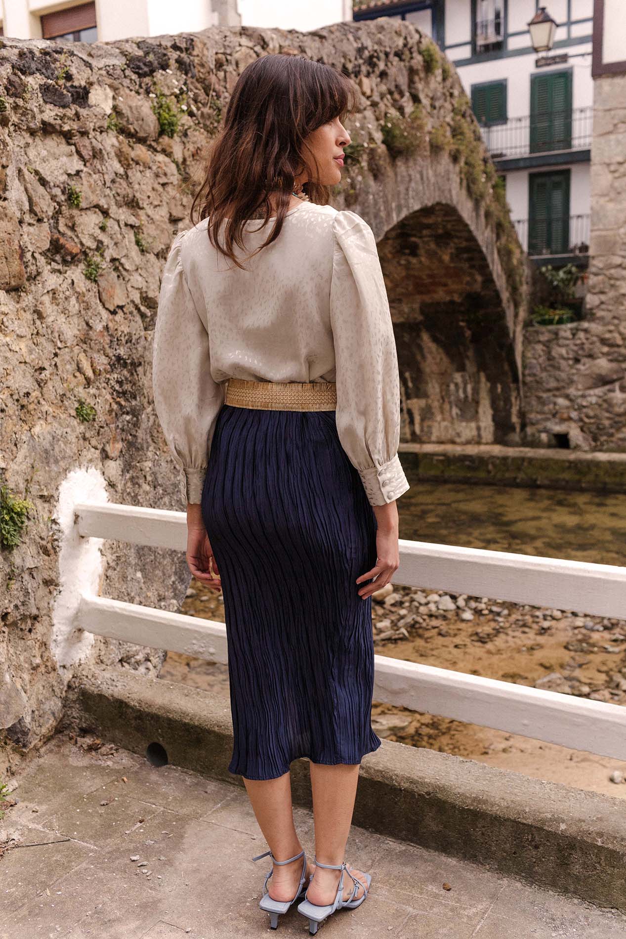 Blue pleated LOINA skirt