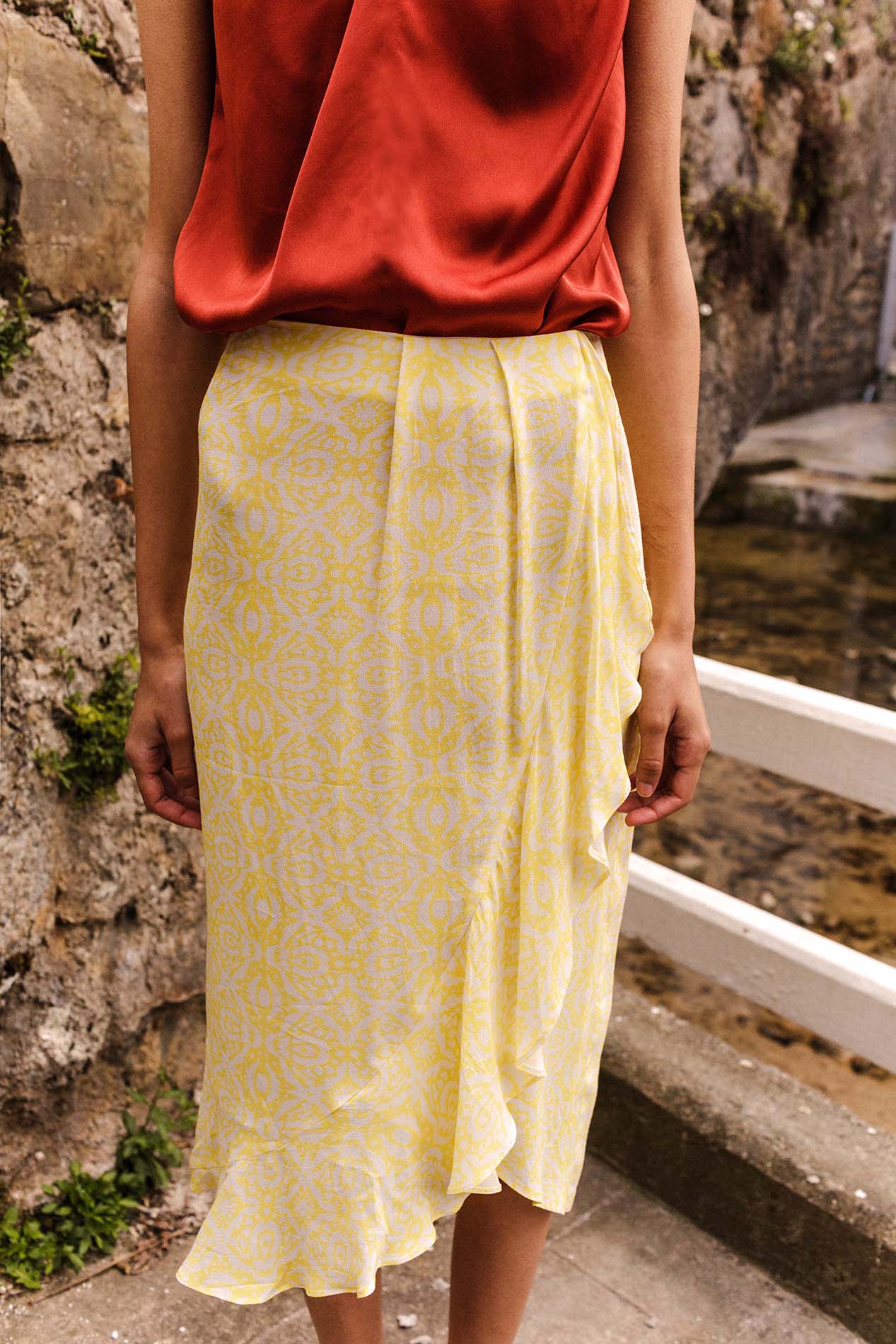 TROPICANA etnic lemon skirt