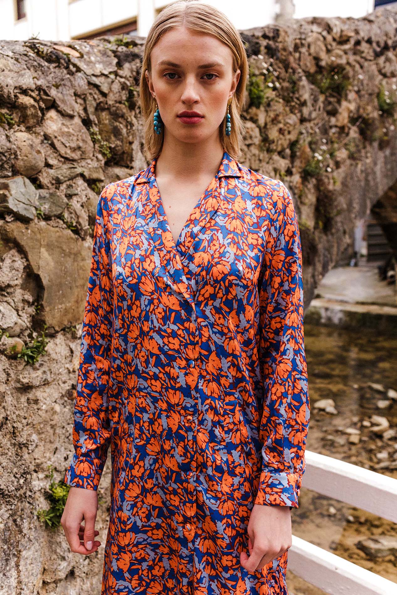 Coat-dress ACACIA print blue