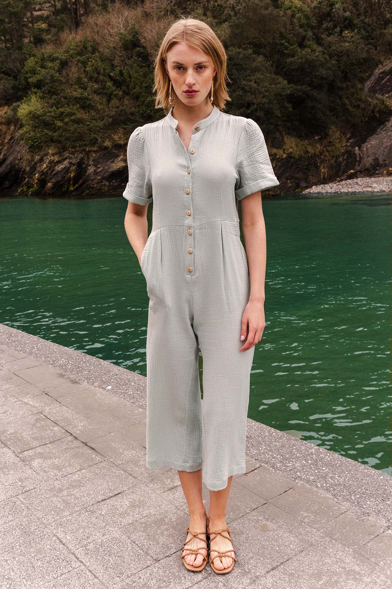 PAPYRO organic cotton mint jumpsuit