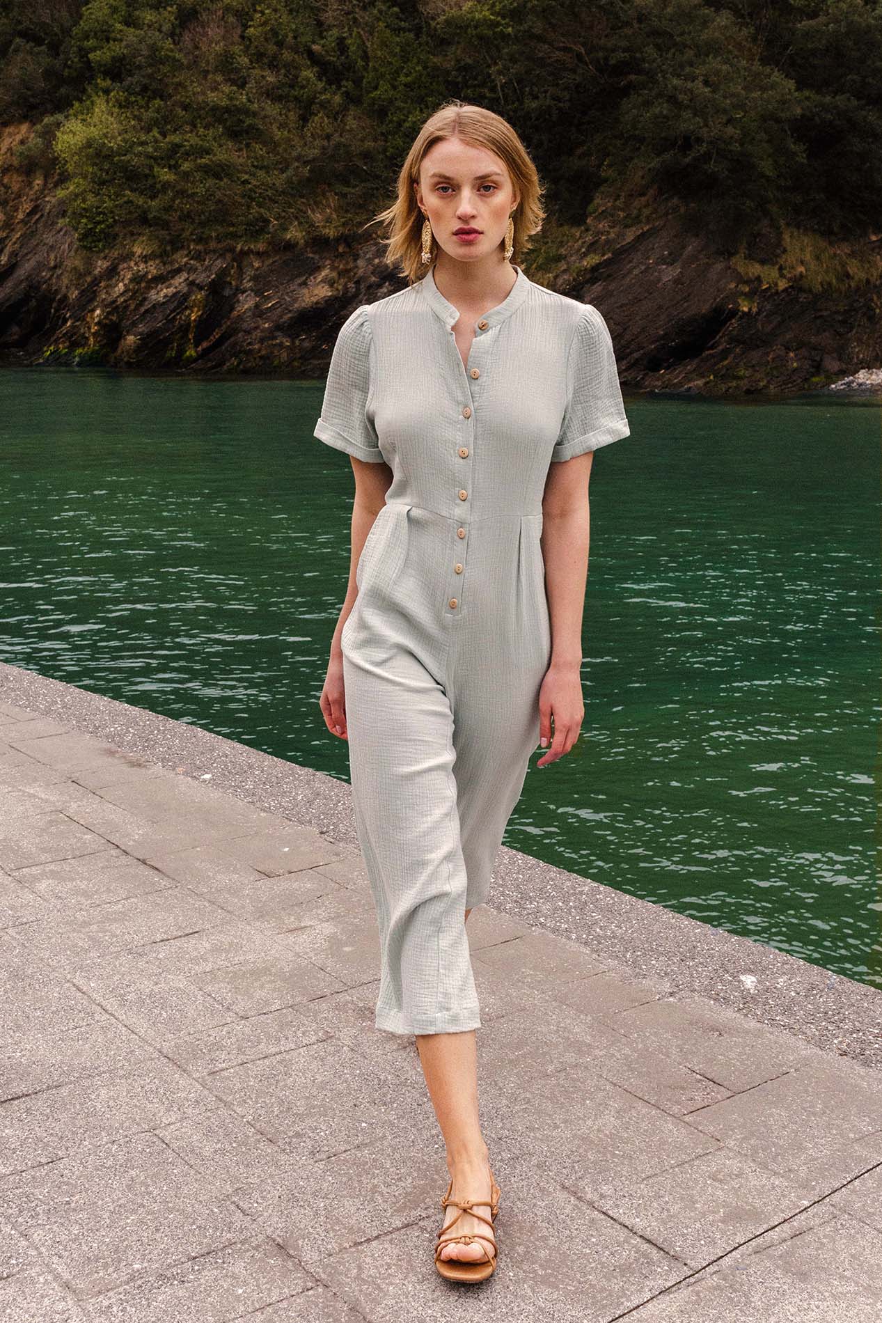 PAPYRO organic cotton mint jumpsuit
