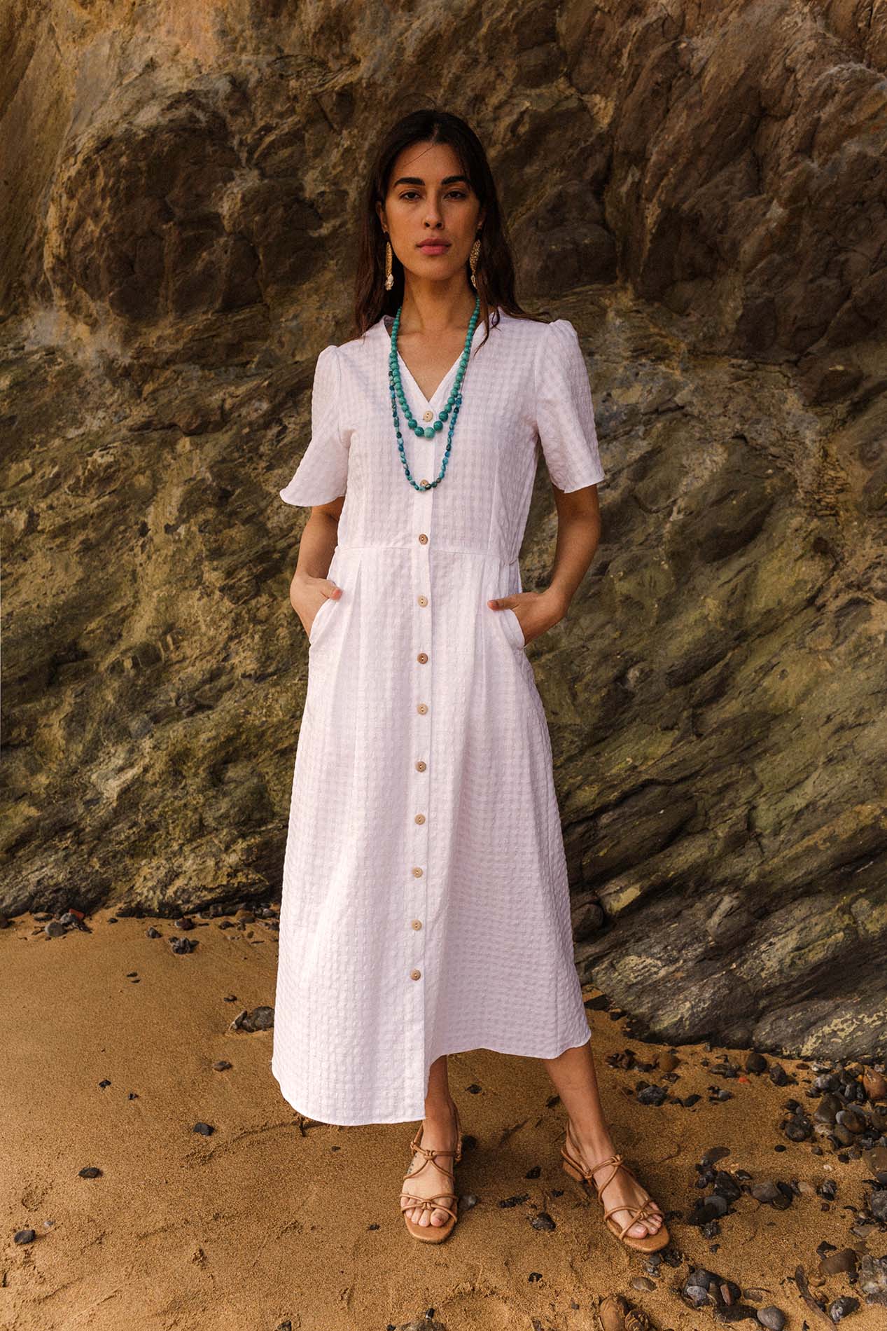 SICILIA white gingham dress