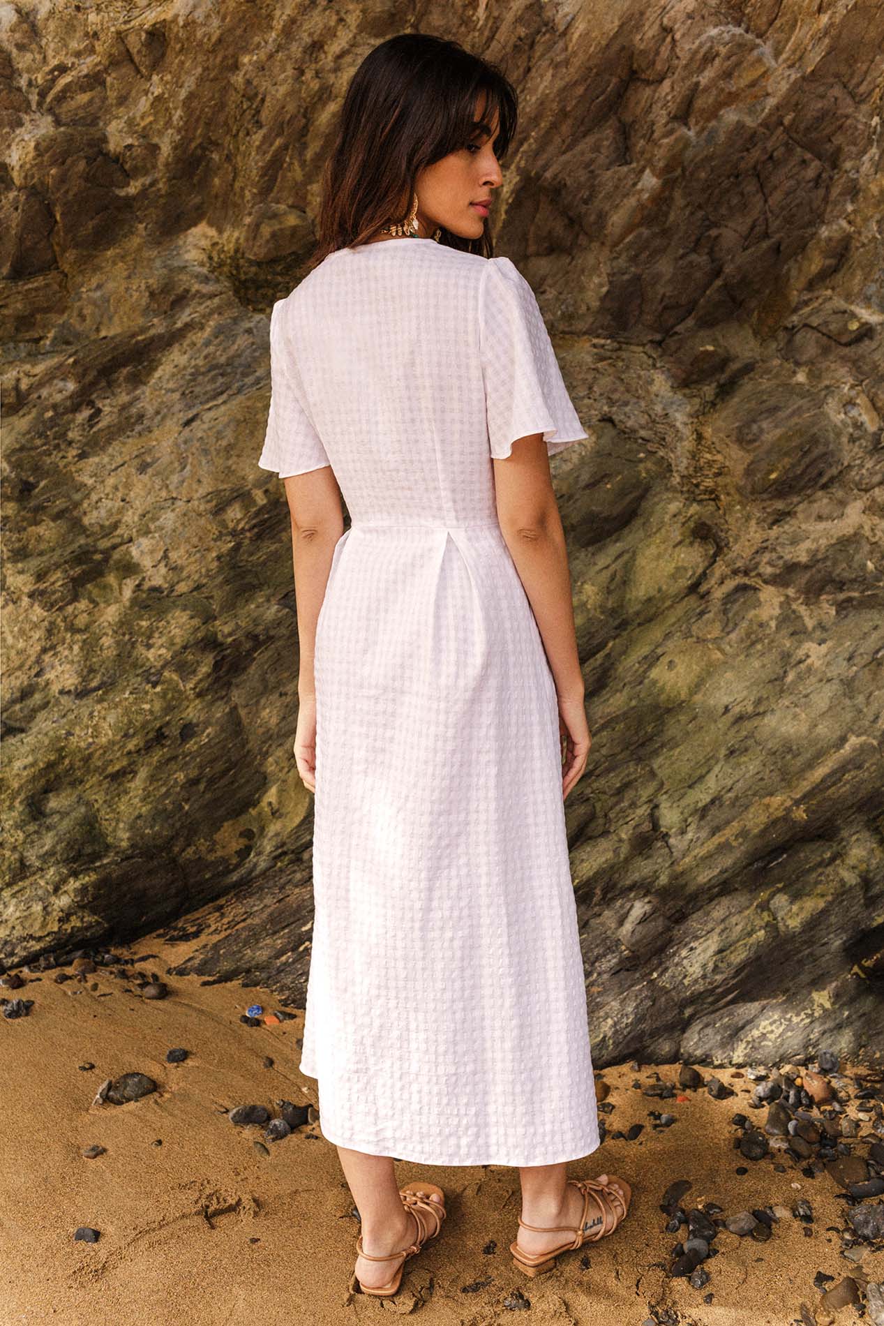SICILIA white gingham dress