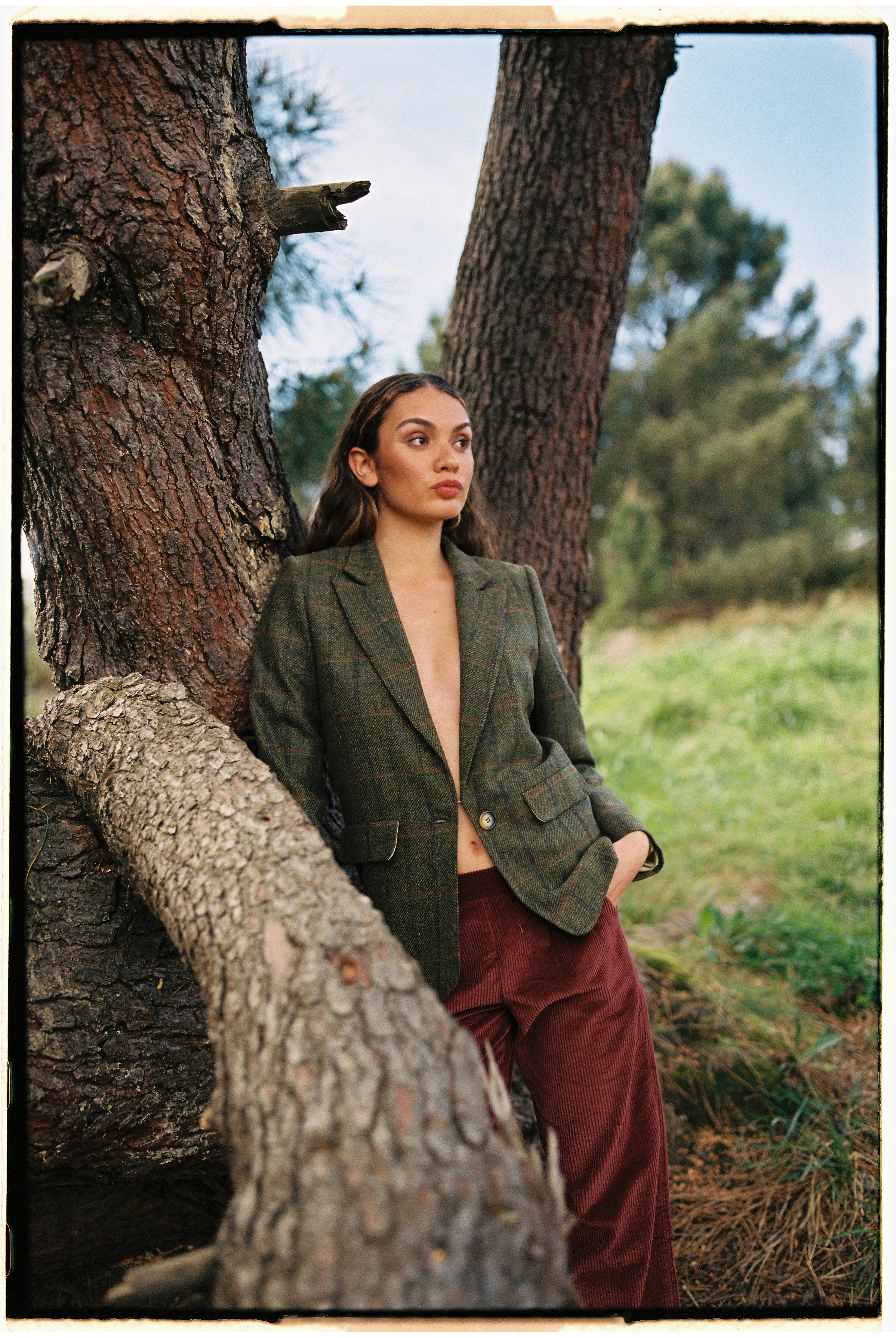 Blazer Millet lana cuadros verdes