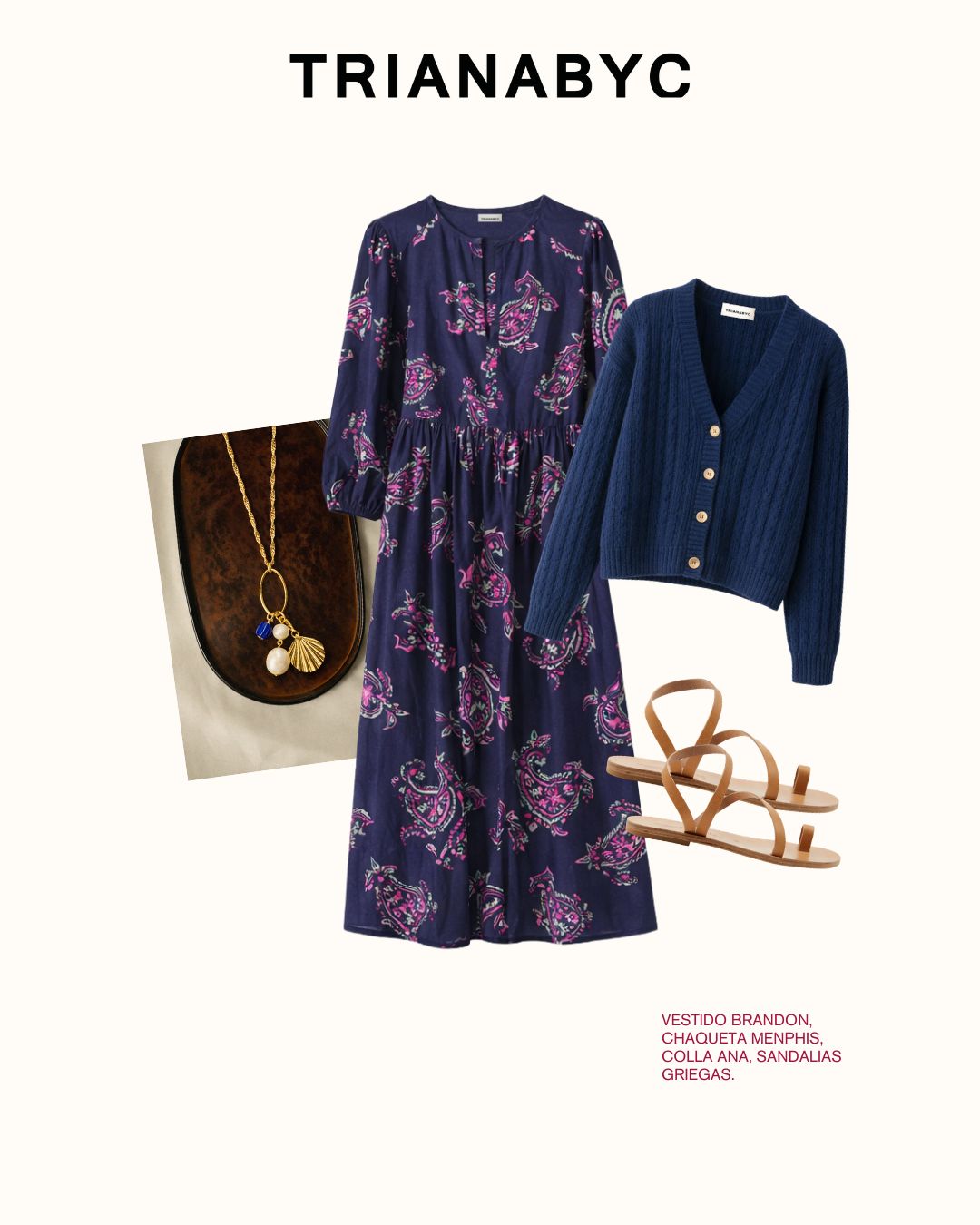 Vestido brandon pasley navy