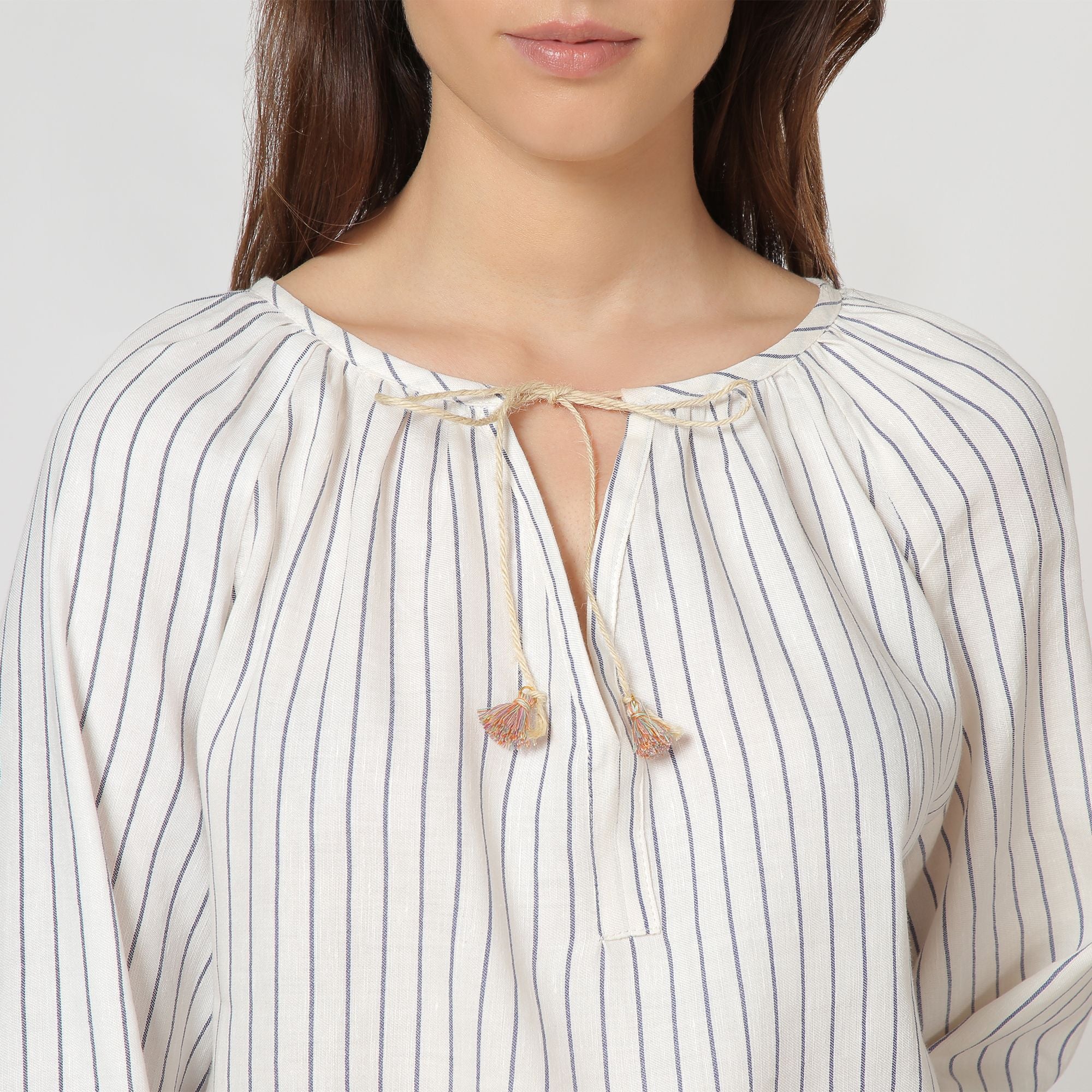 Chemisier rayé à franges