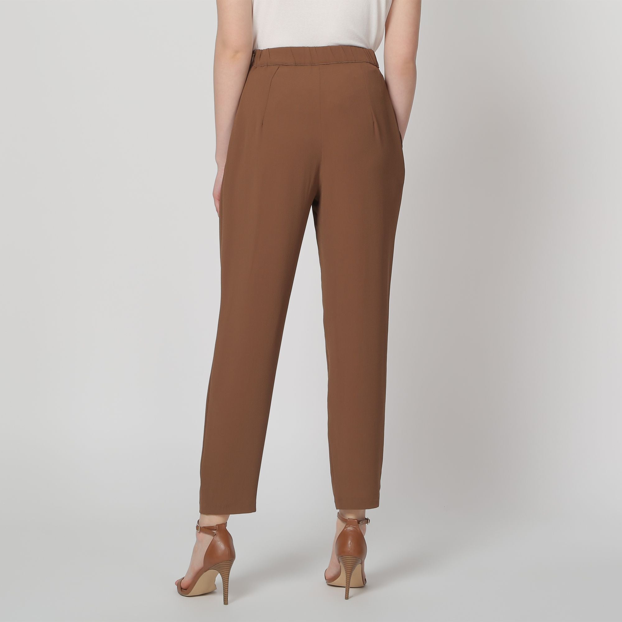 TABACO straight crepe trousers
