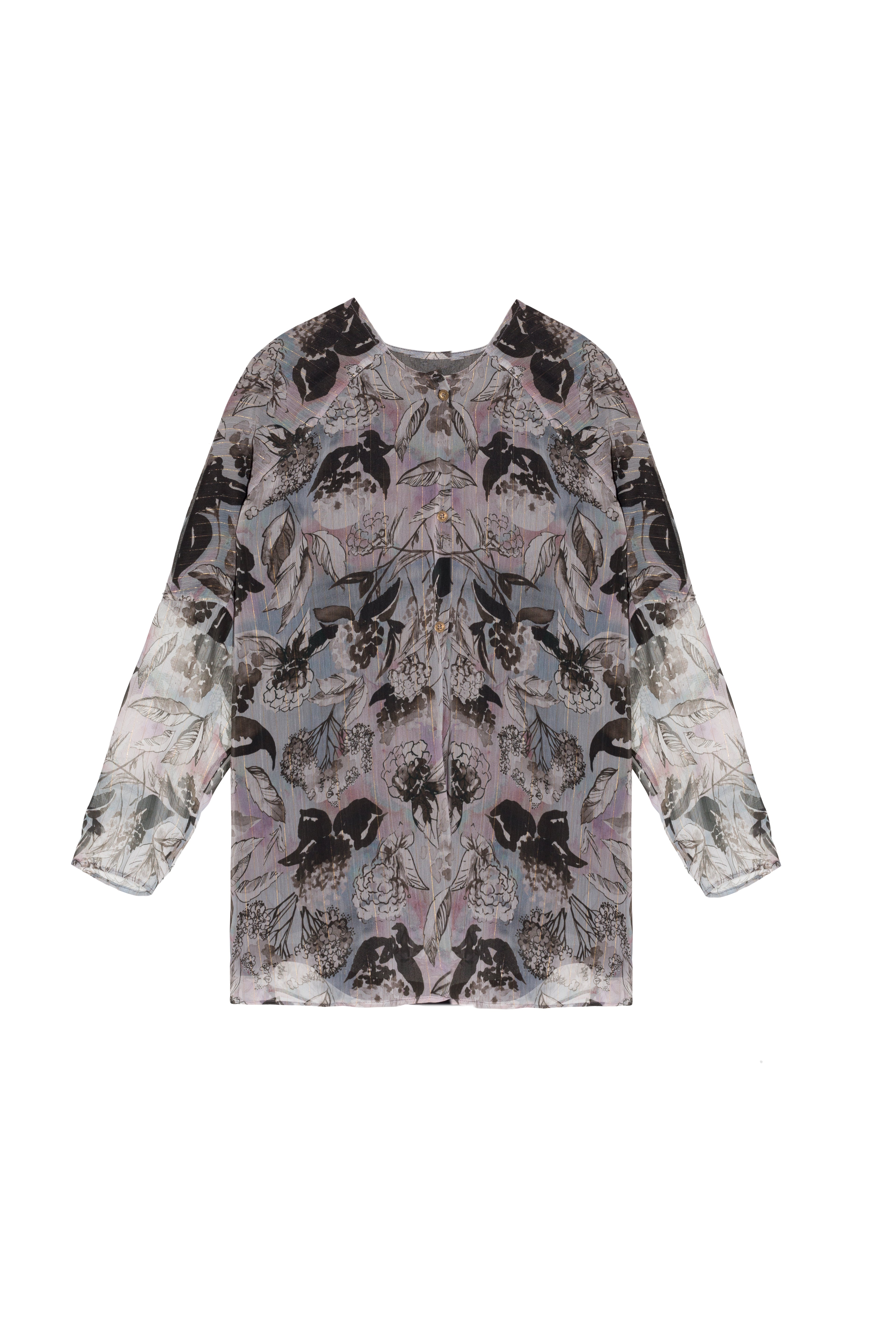 Blusa oversize print gris