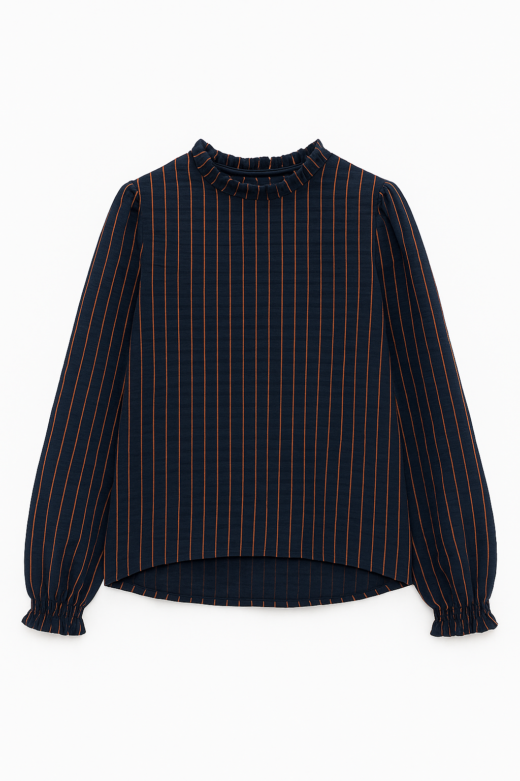 BLUSA PORI RAYAS MARINO Y TEJA