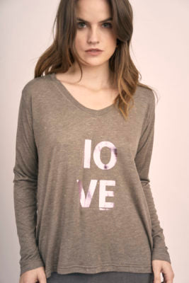 Camiseta MARRON GLITTER LOVE ROSA