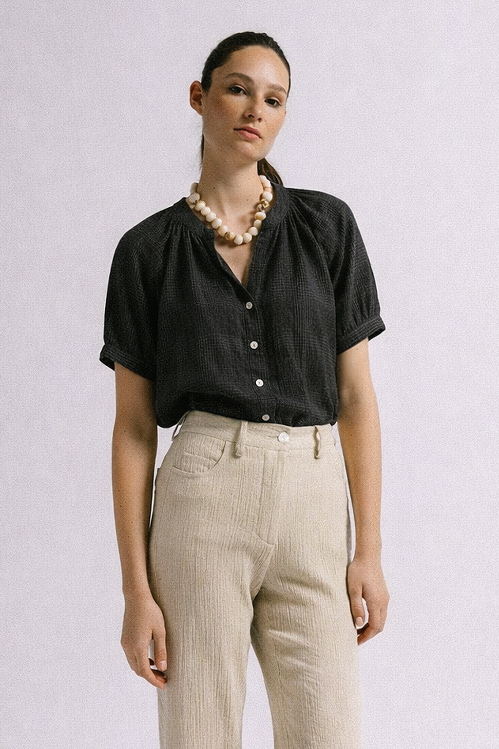 Blusa morera cuadros algodón orgánico