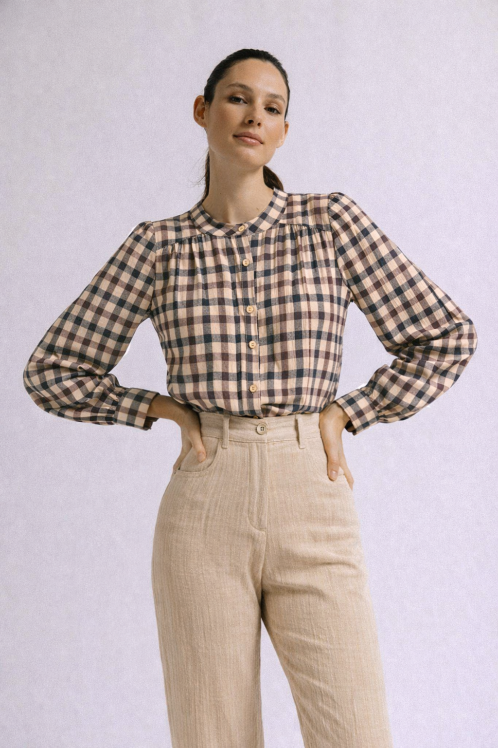 Blusa sidney cuadros algodón orgánico