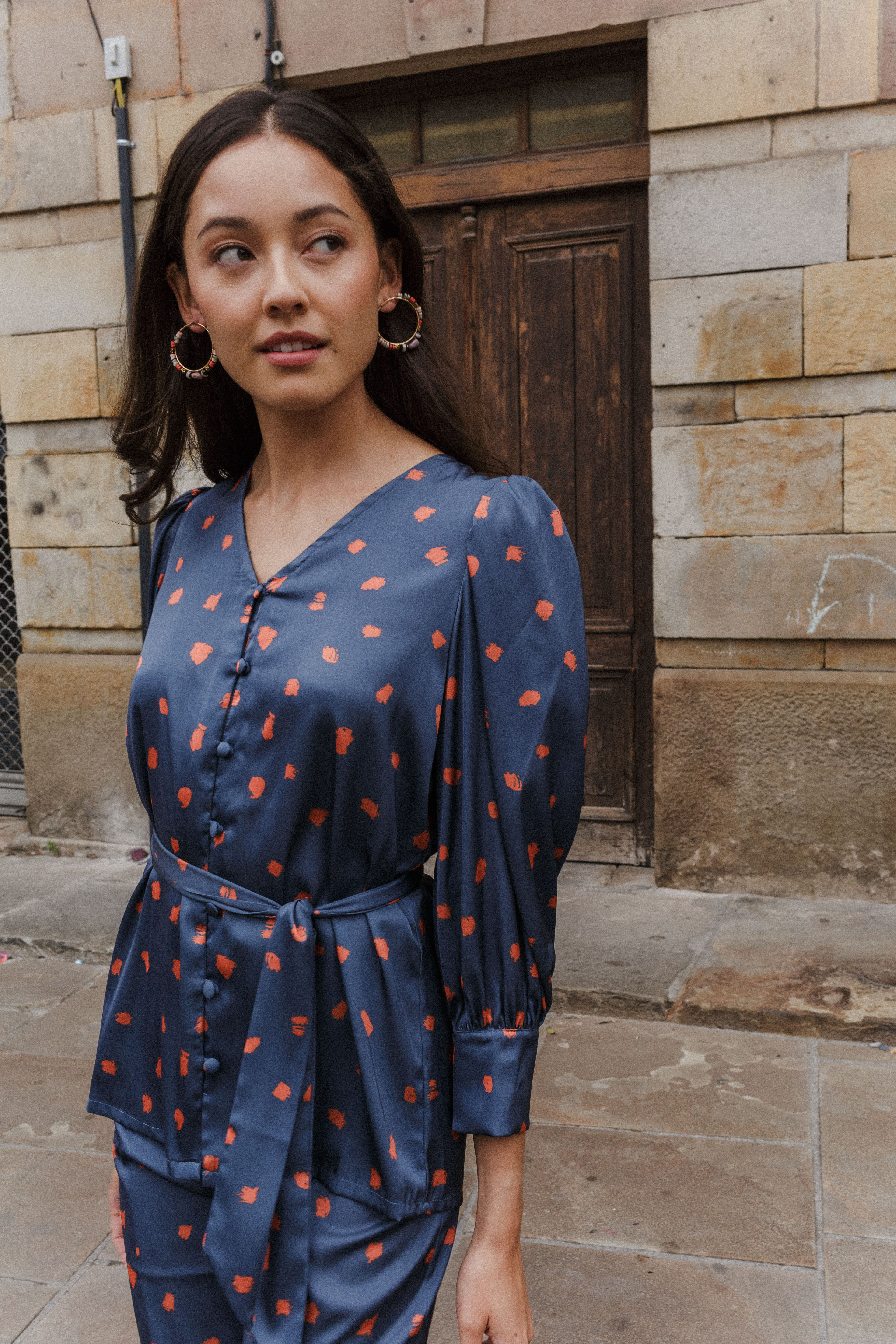 Blusa TARSO Azul marino lunares