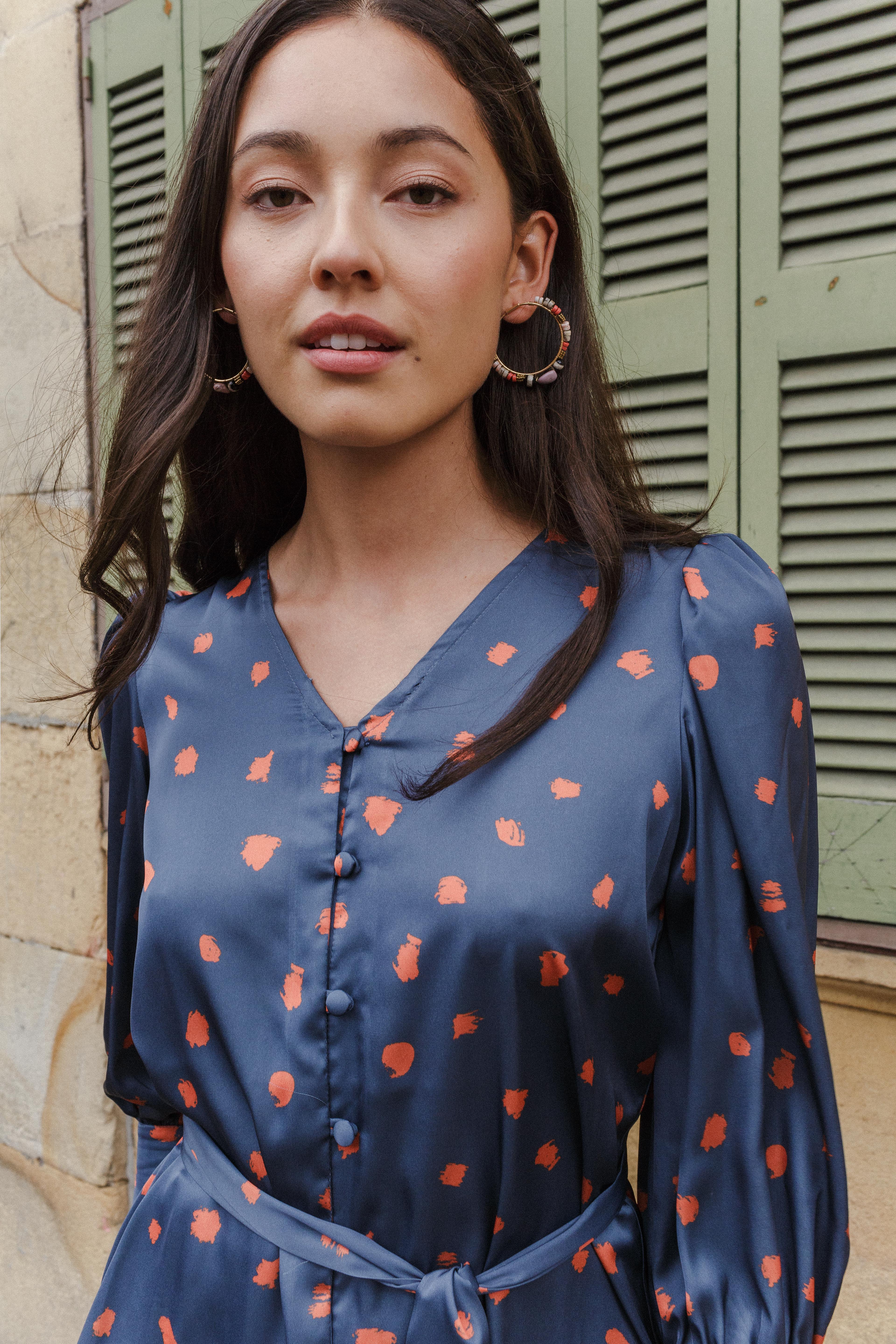 Blusa TARSO Azul marino lunares