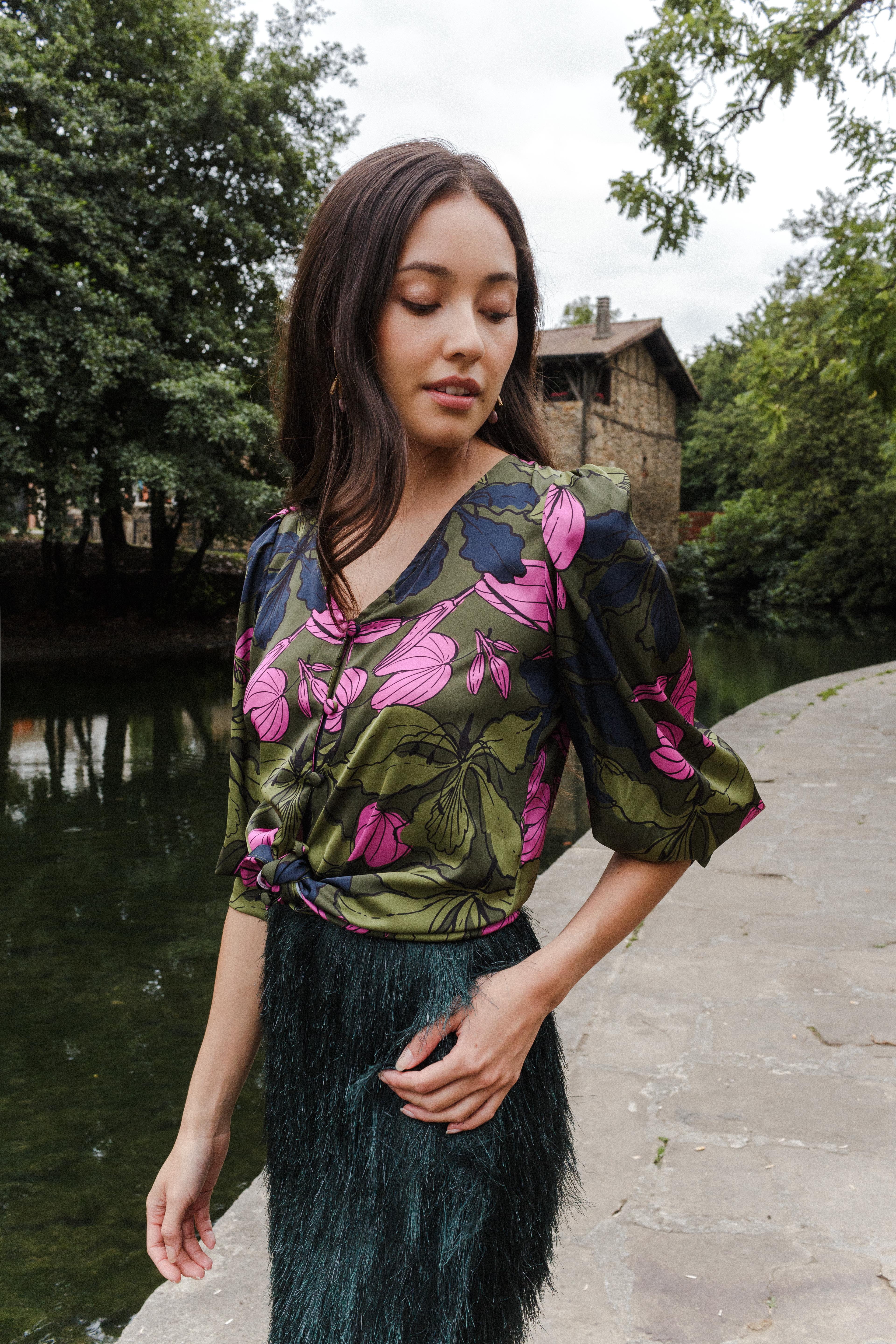 Blusa TARSO PRINT FLOR FUCSIA