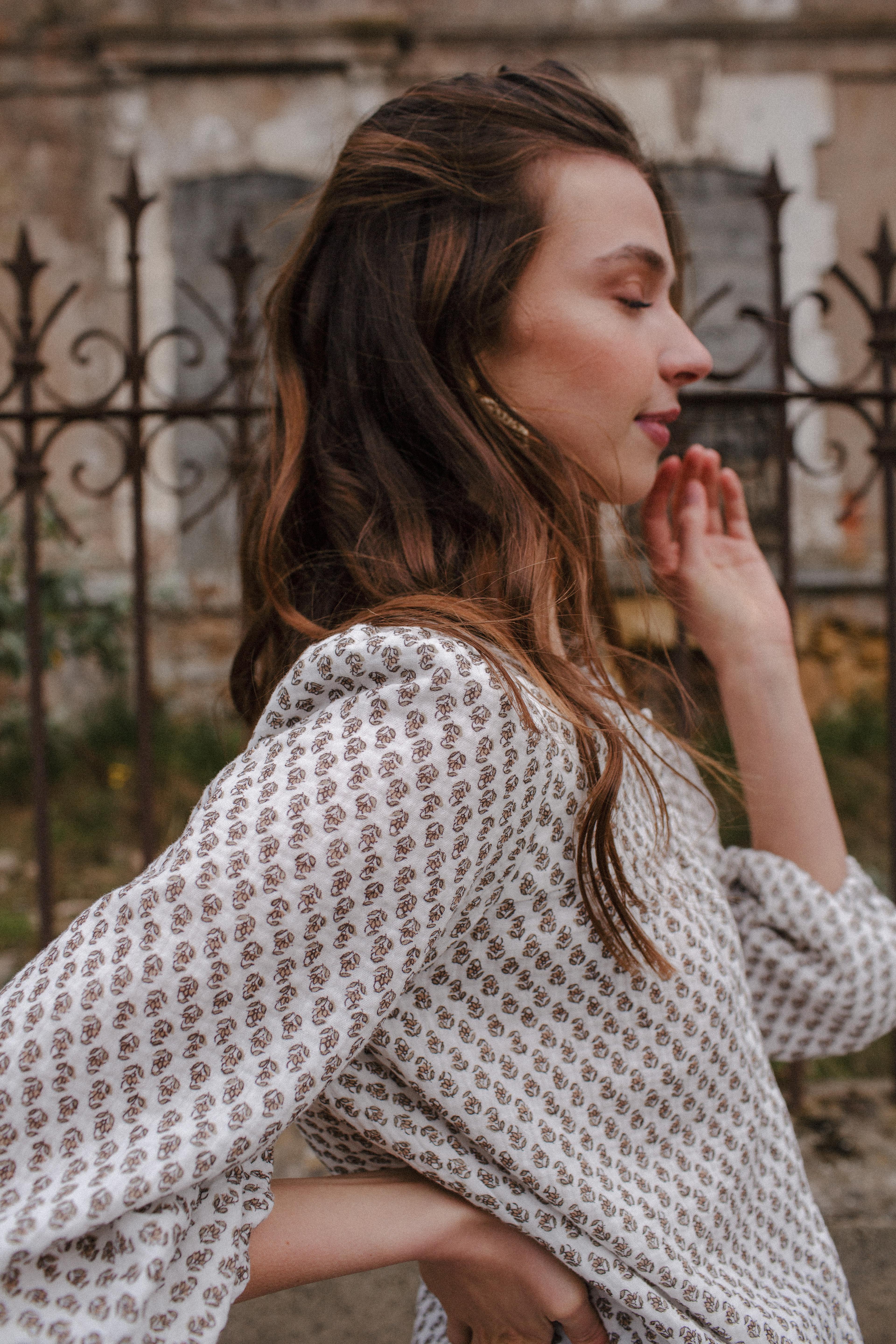 Blue Merana organic cotton blouse