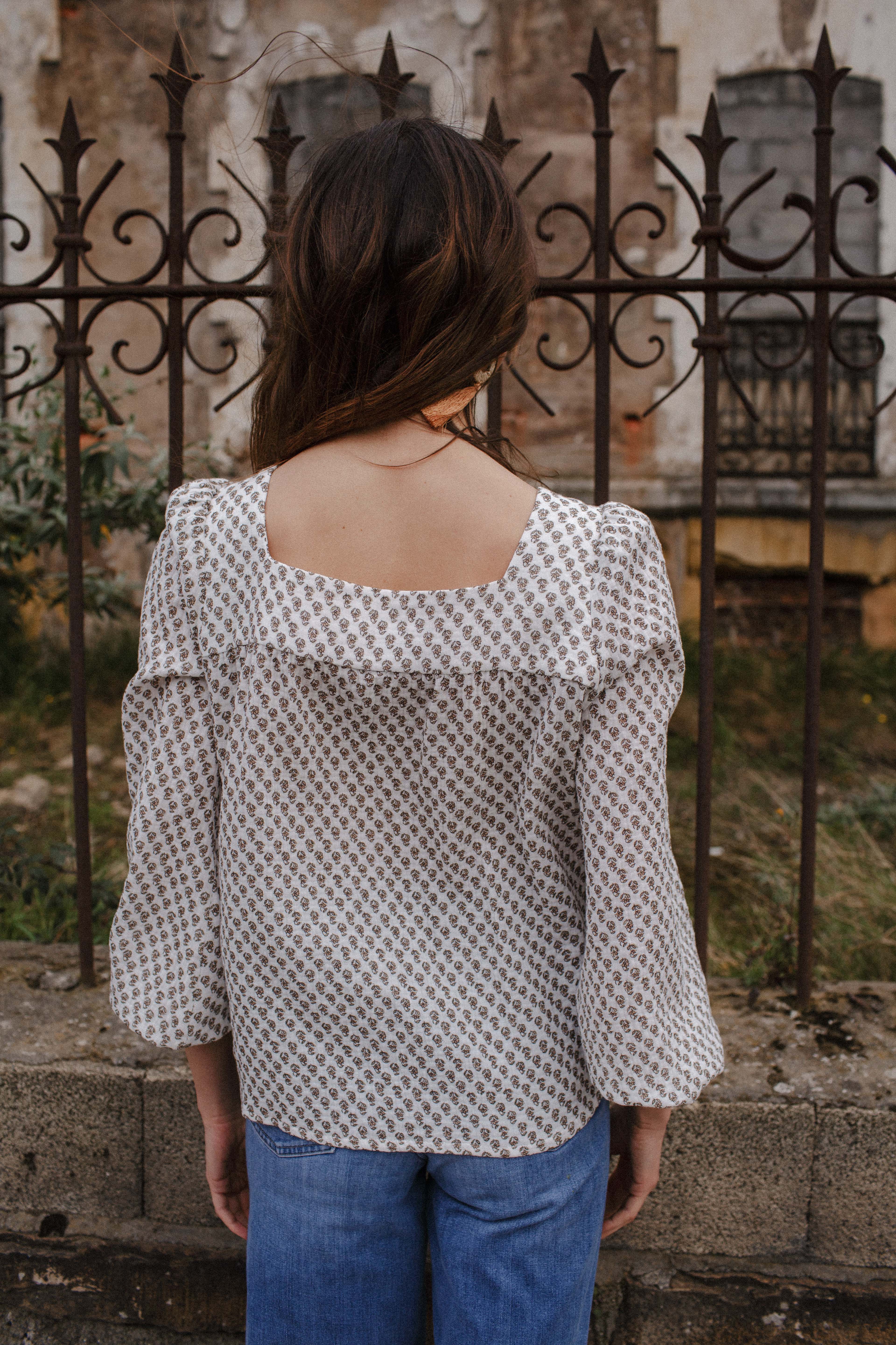 Blue Merana organic cotton blouse