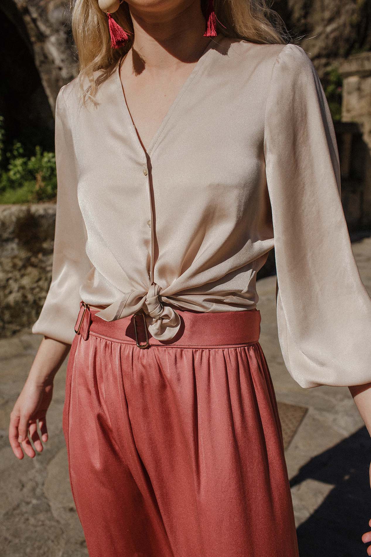 COCO satin terracotta skirt
