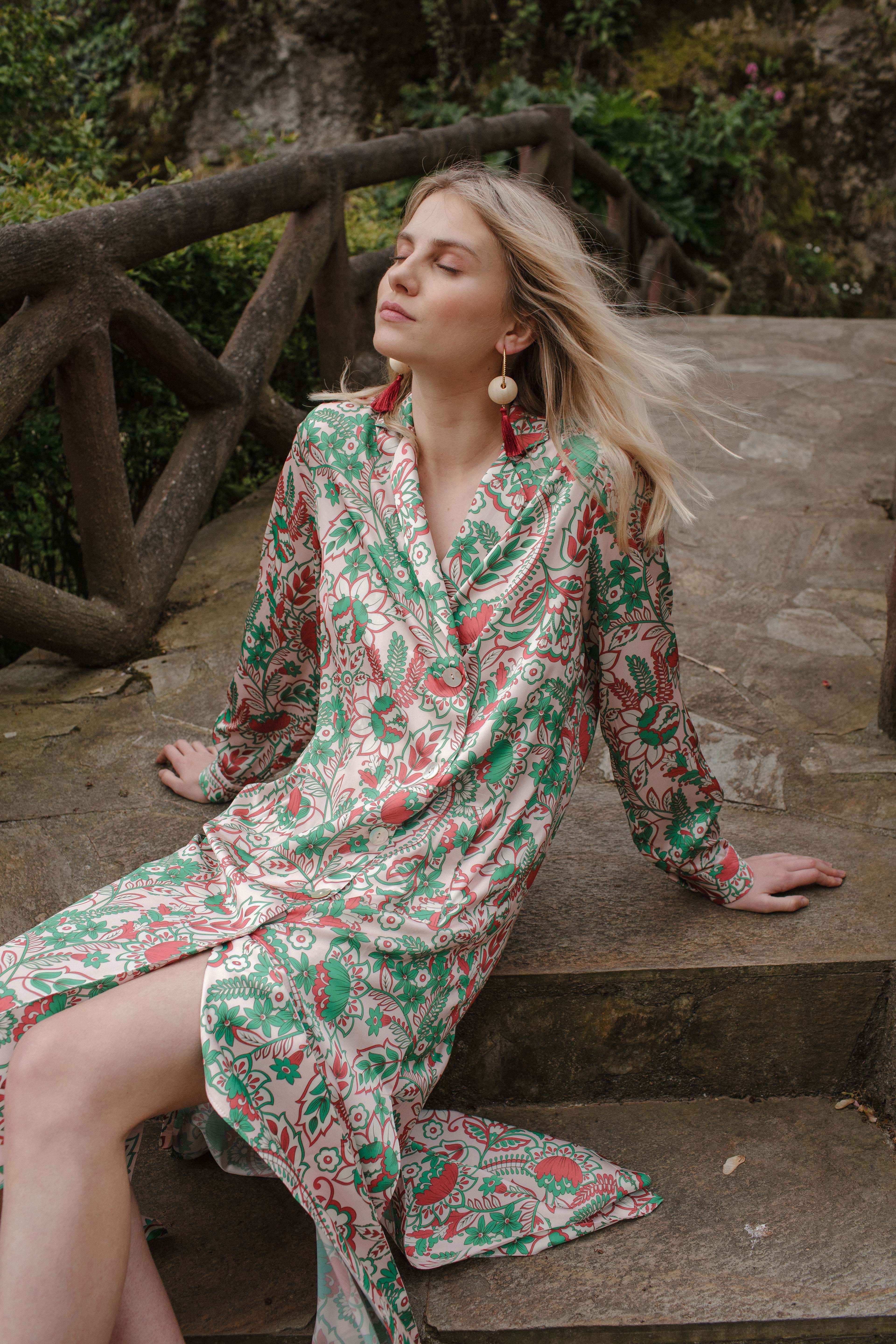 Pink linen BAMBOO dress coat