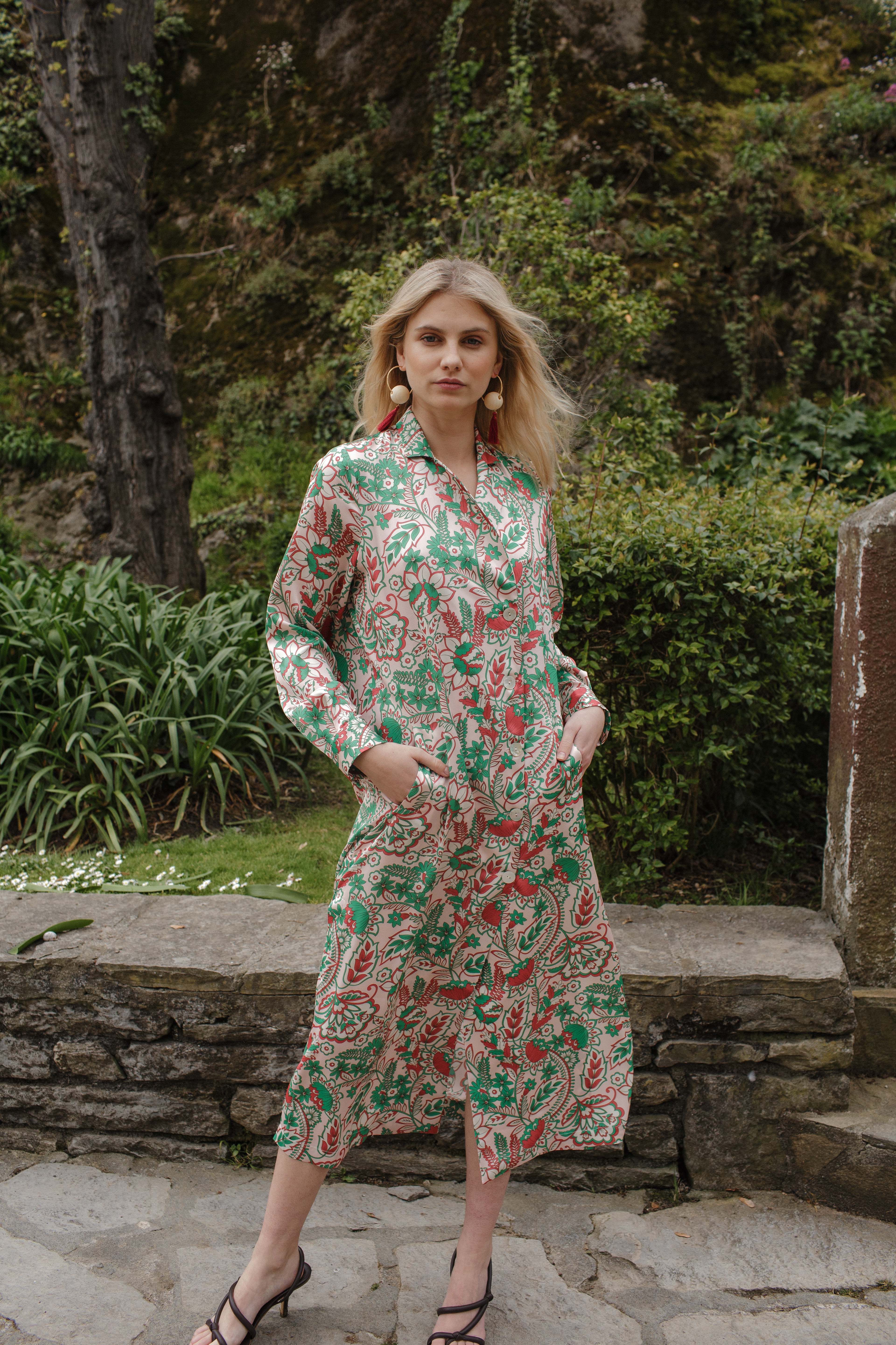 Pink linen BAMBOO dress coat