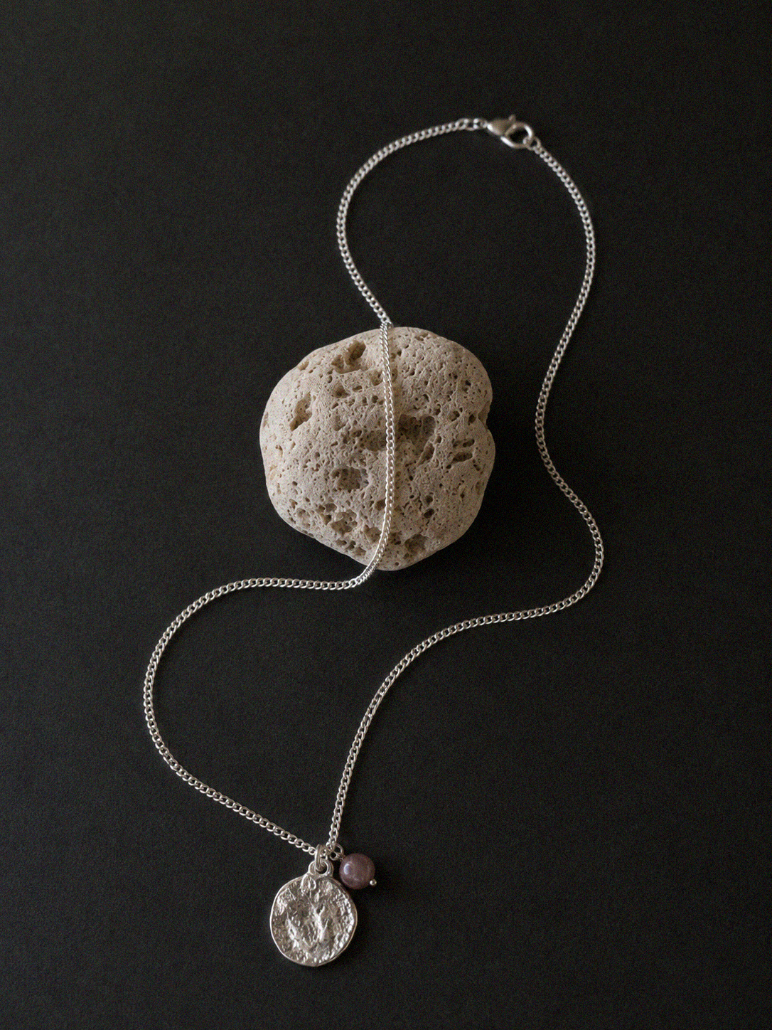 Collar moneda plata ágata