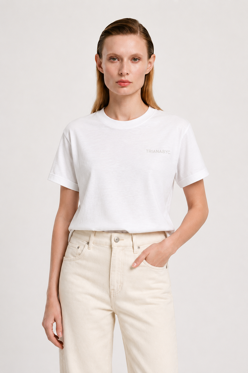 Camiseta blanca bordado TRIANABYC