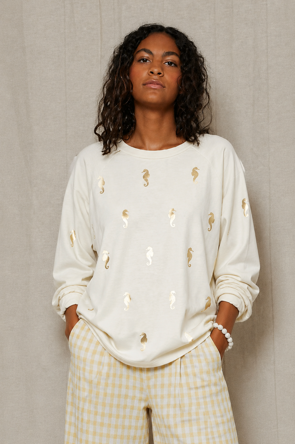 White seahorse sweatshirt