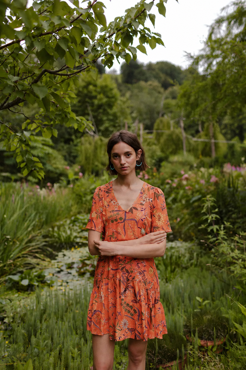 PALMA multiflower tangerine dress