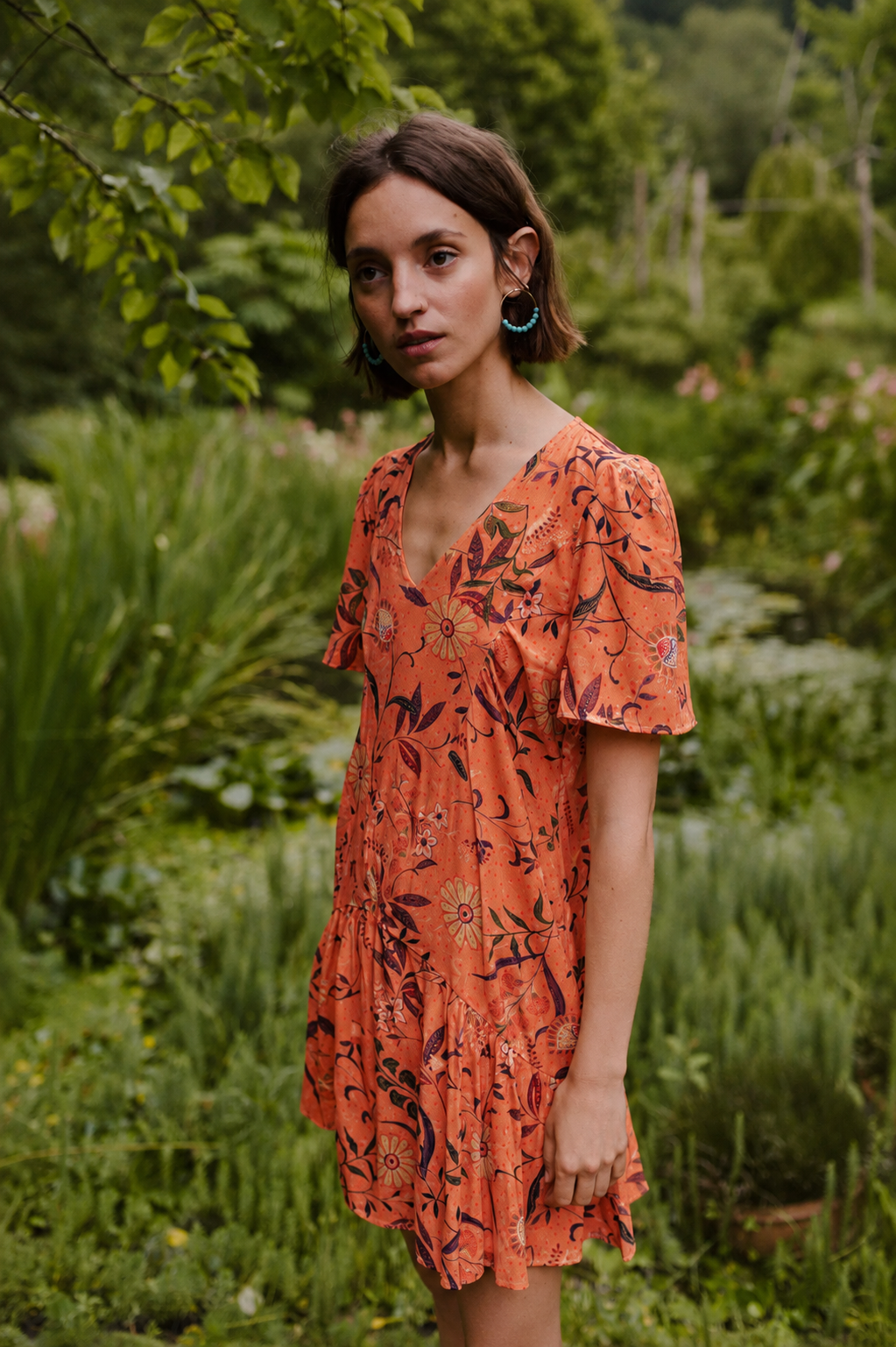 PALMA multiflower tangerine dress