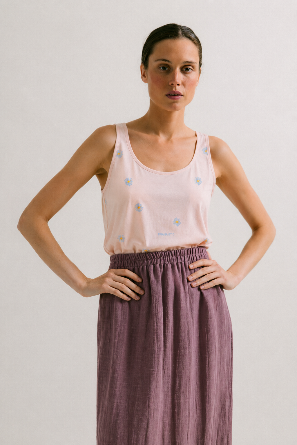 Pink daisy tank top