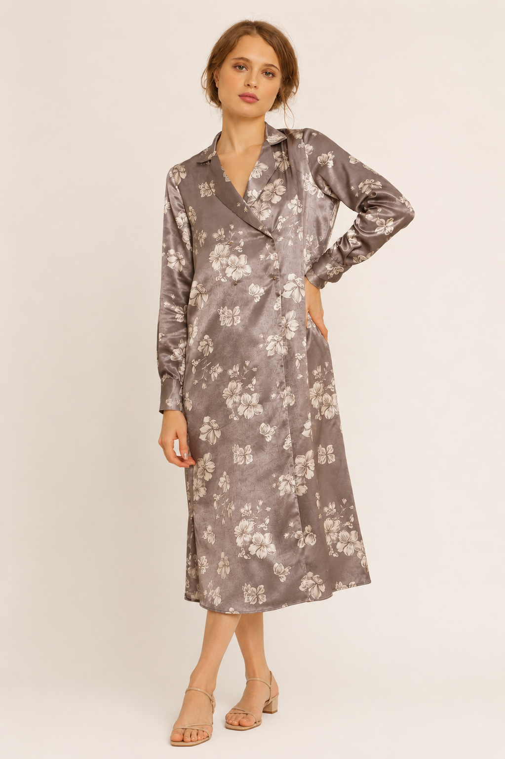 Abrigo vestido cruzado azalea gris