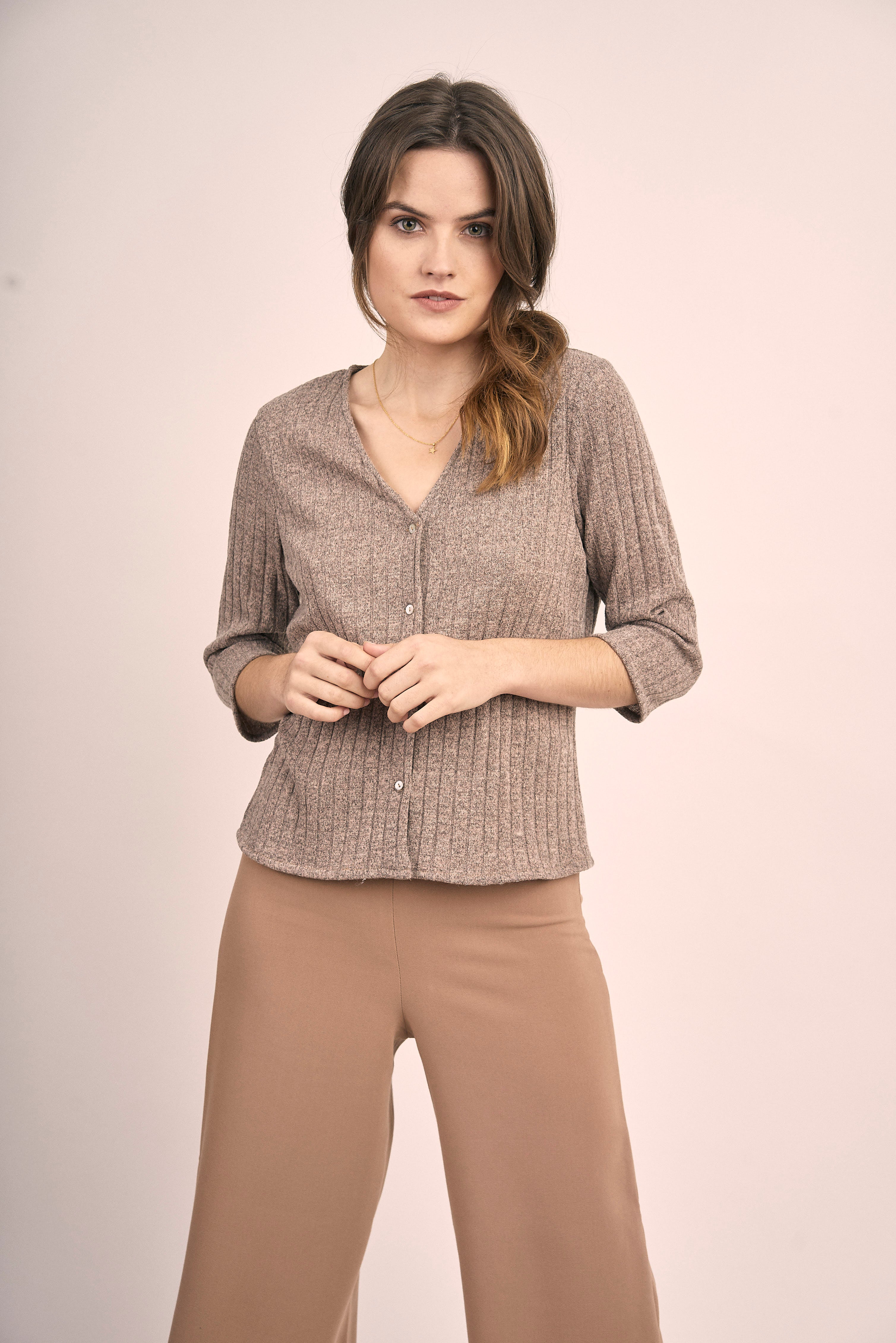 Pantalón culotte BEIGE crepe