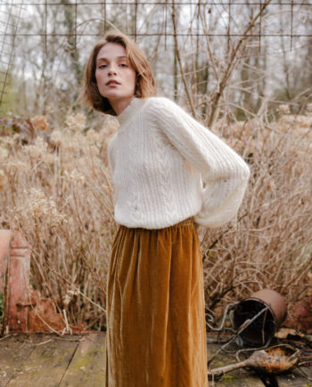 Falda flin terciopelo curry