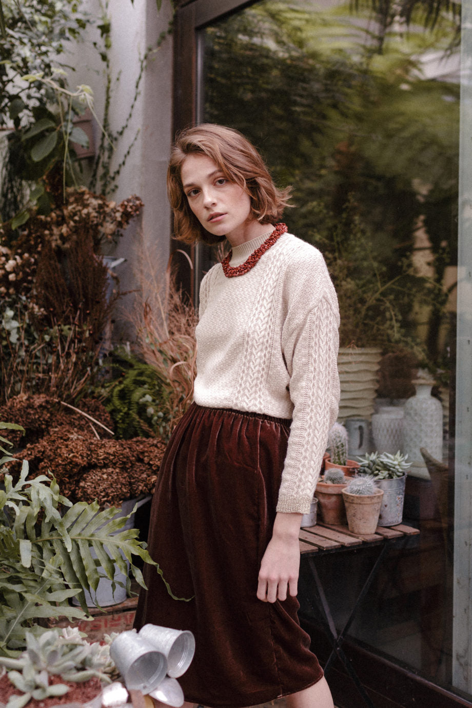 Falda flin terciopelo chocolate