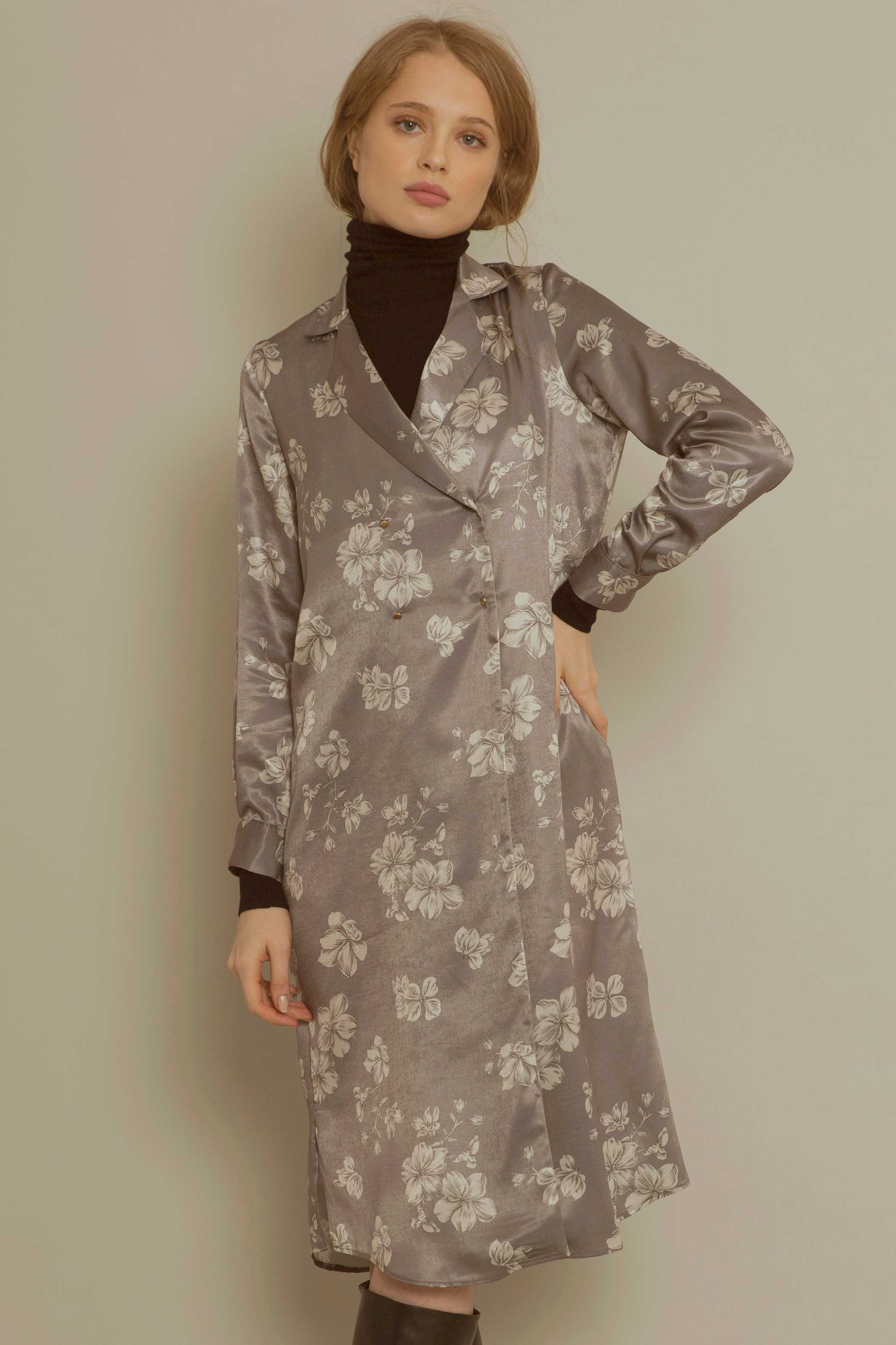 Abrigo vestido cruzado azalea gris