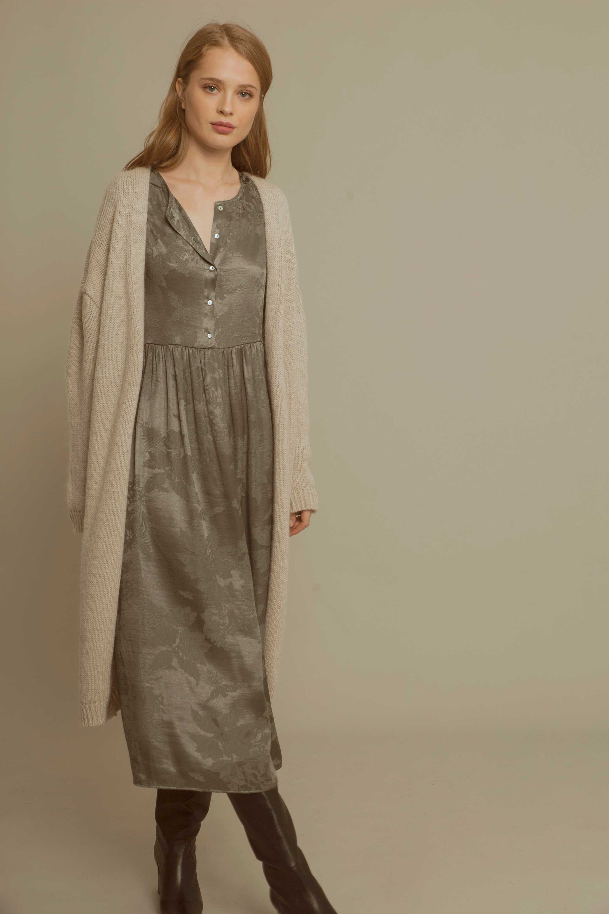 Vestido botonadura verde birds