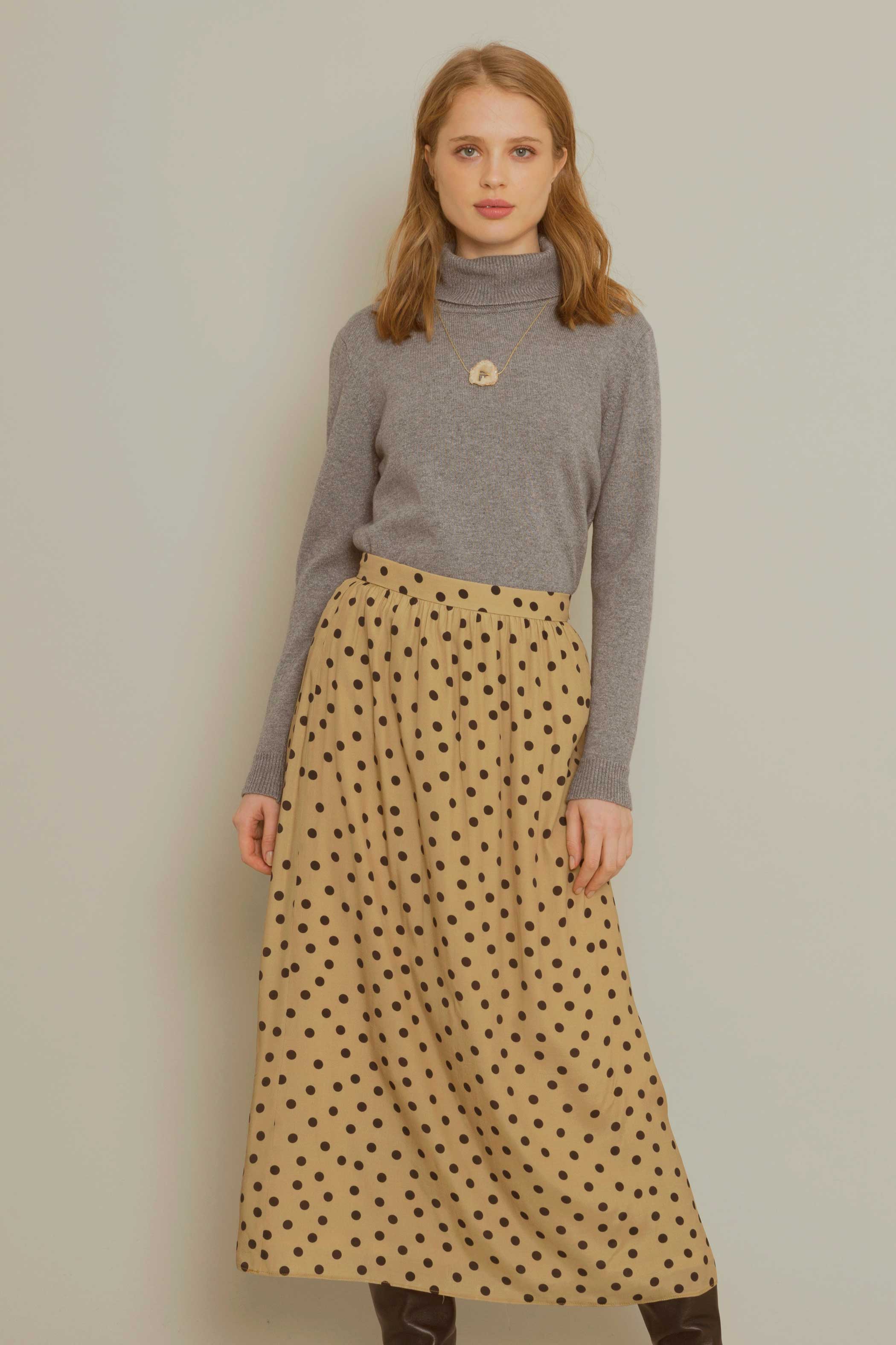 OCHER midi skirt with BLACK flecks